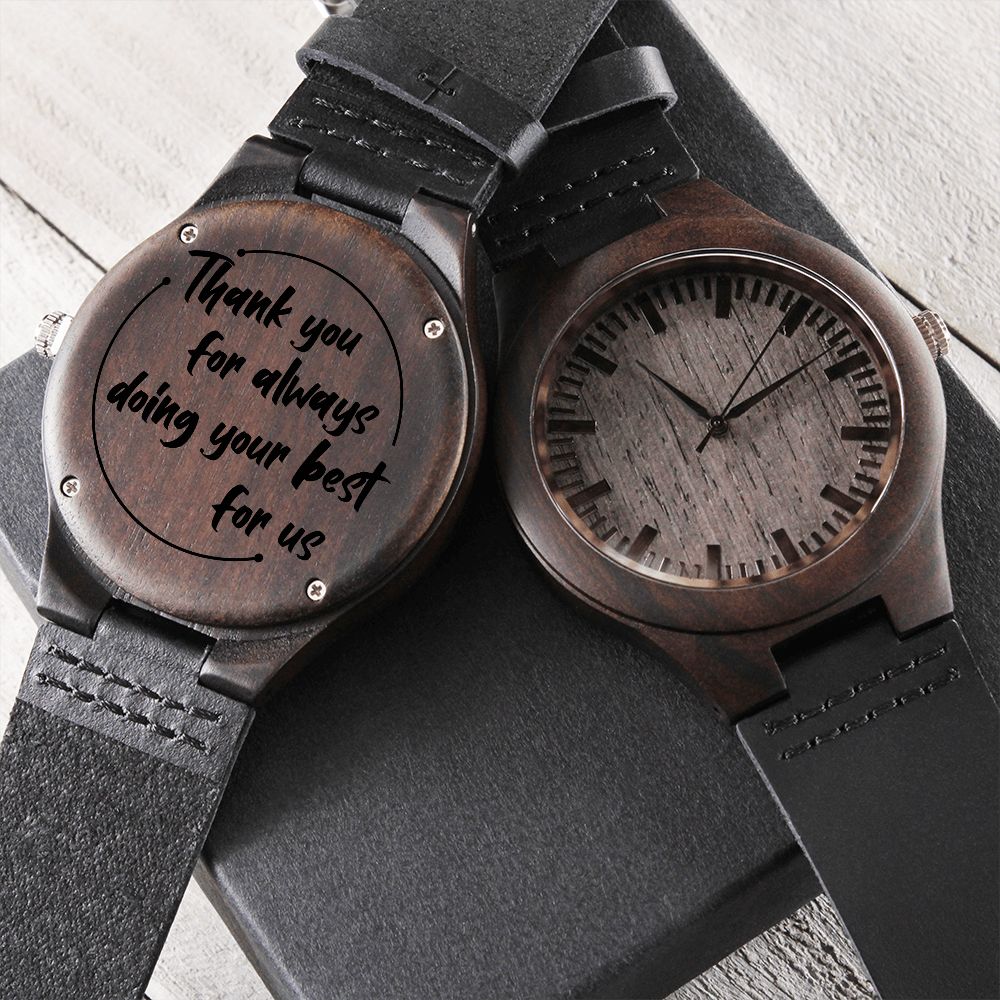 Personalized Engraved Wooden Watch for Men - Unique Christmas, Birthday Gift for Dad - Perfect for Casual Wear, Special Occasions & Gifts