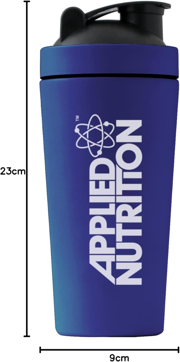 Applied Nutrition Blue Steel Shaker Bottle 750ml - Premium Protein Mixer for Gym, Workout & Sports | BPA-Free Leakproof Water Bottle for Protein Shakes & Smoothies