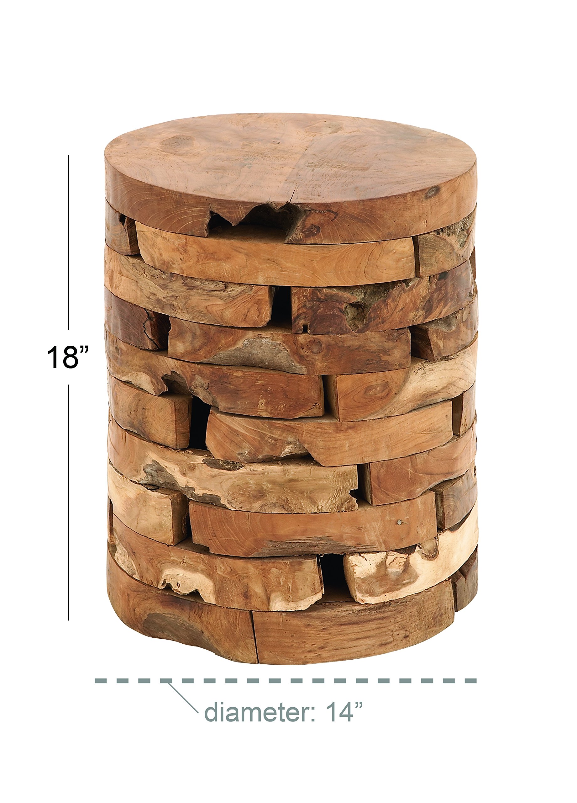 Deco 79 Handmade Teak Wood Live Edge Side Table with Brick Design - 14