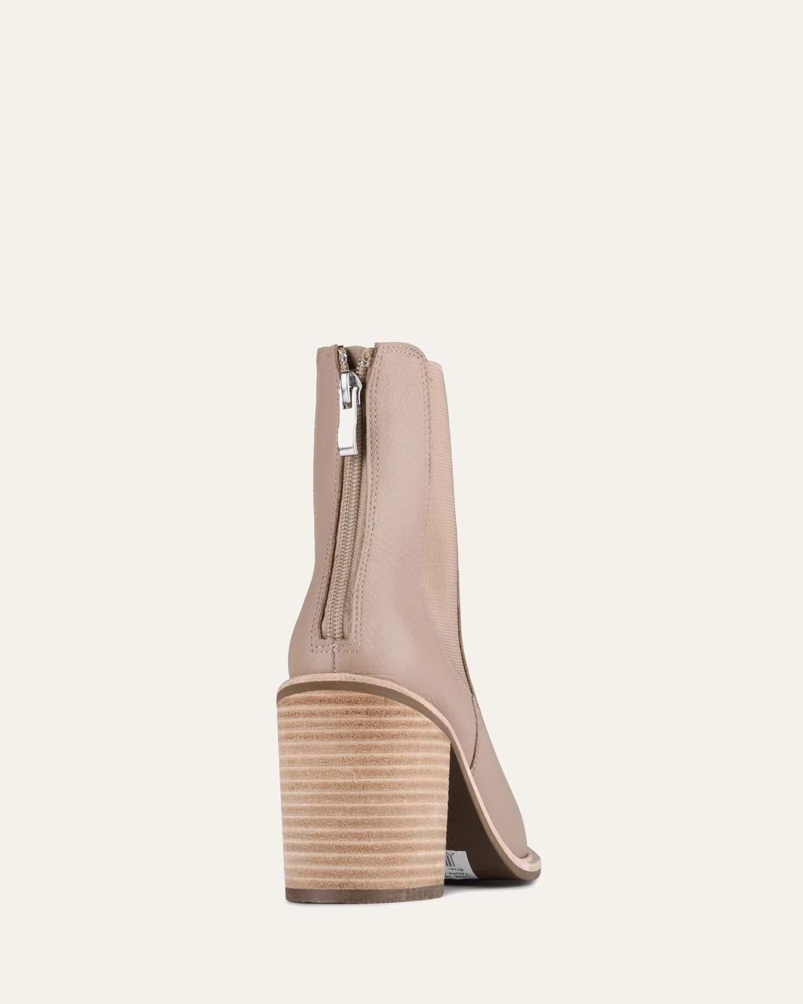 Luxury High Ankle Boots for Women - Genuine Taupe Leather - Comfortable & Stylish for Fall, Winter, and Casual Outfits