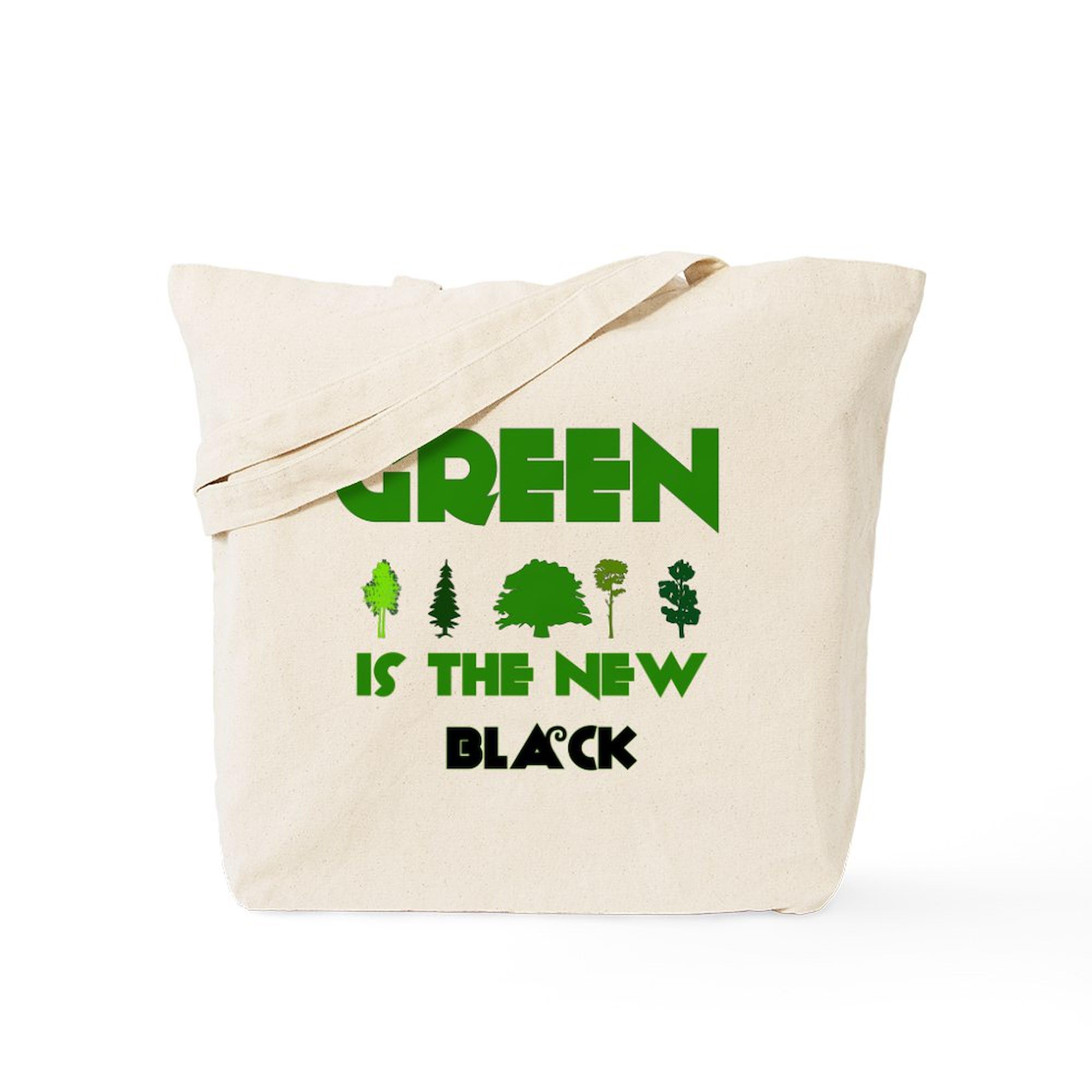 Eco-Friendly Green Is The New Black Canvas Reusable Tote Bag - Natural Cotton Shopping Bag for Groceries, Beach & Daily Use | Sustainable Fashion Accessory