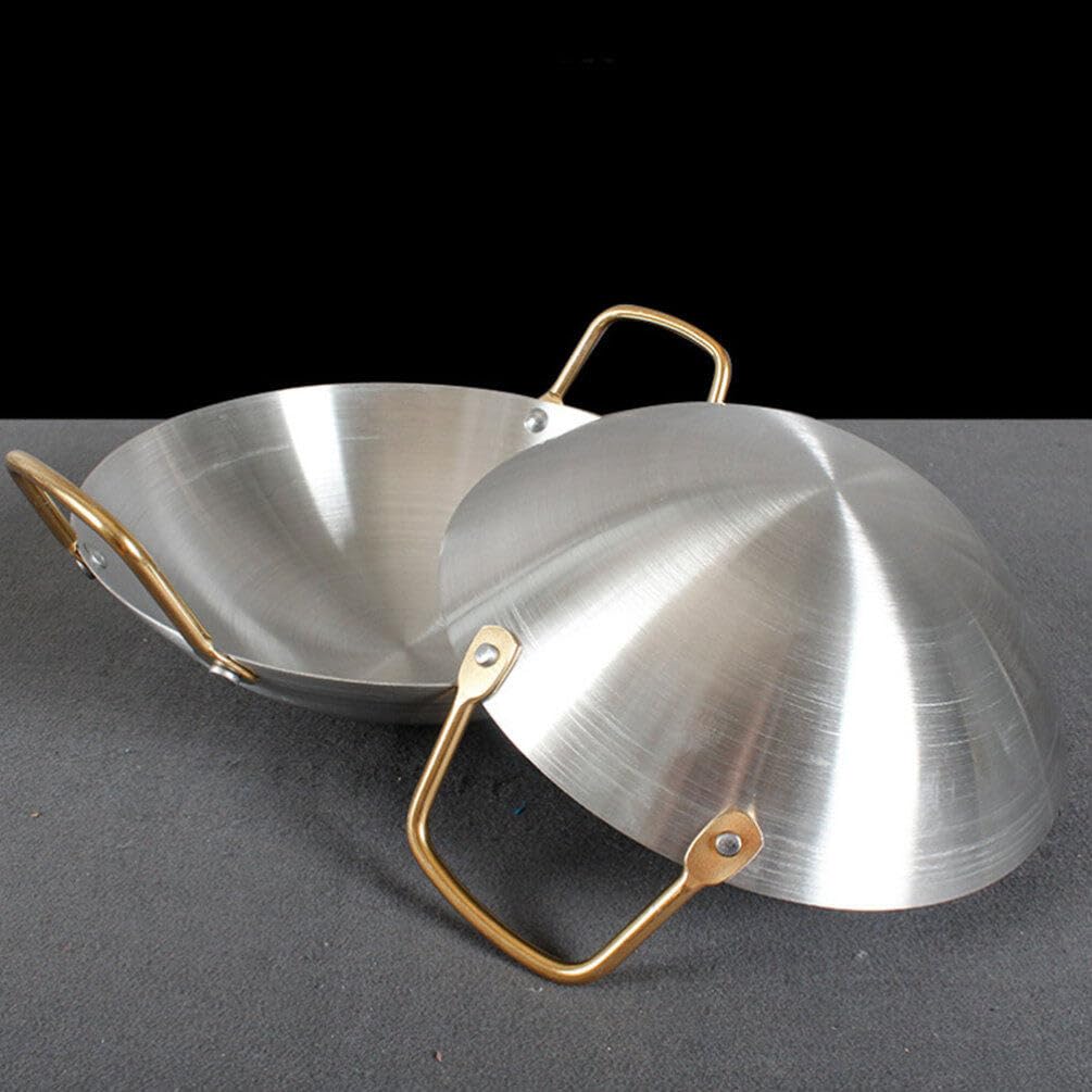 Premium Stainless Steel Amphora Wok Pan - 12 Inch Double Handled Stir Fry Pan for Ramen, Stews & Camping Cooking - Durable Nonstick Kitchen Cookware for Home & Outdoor Use