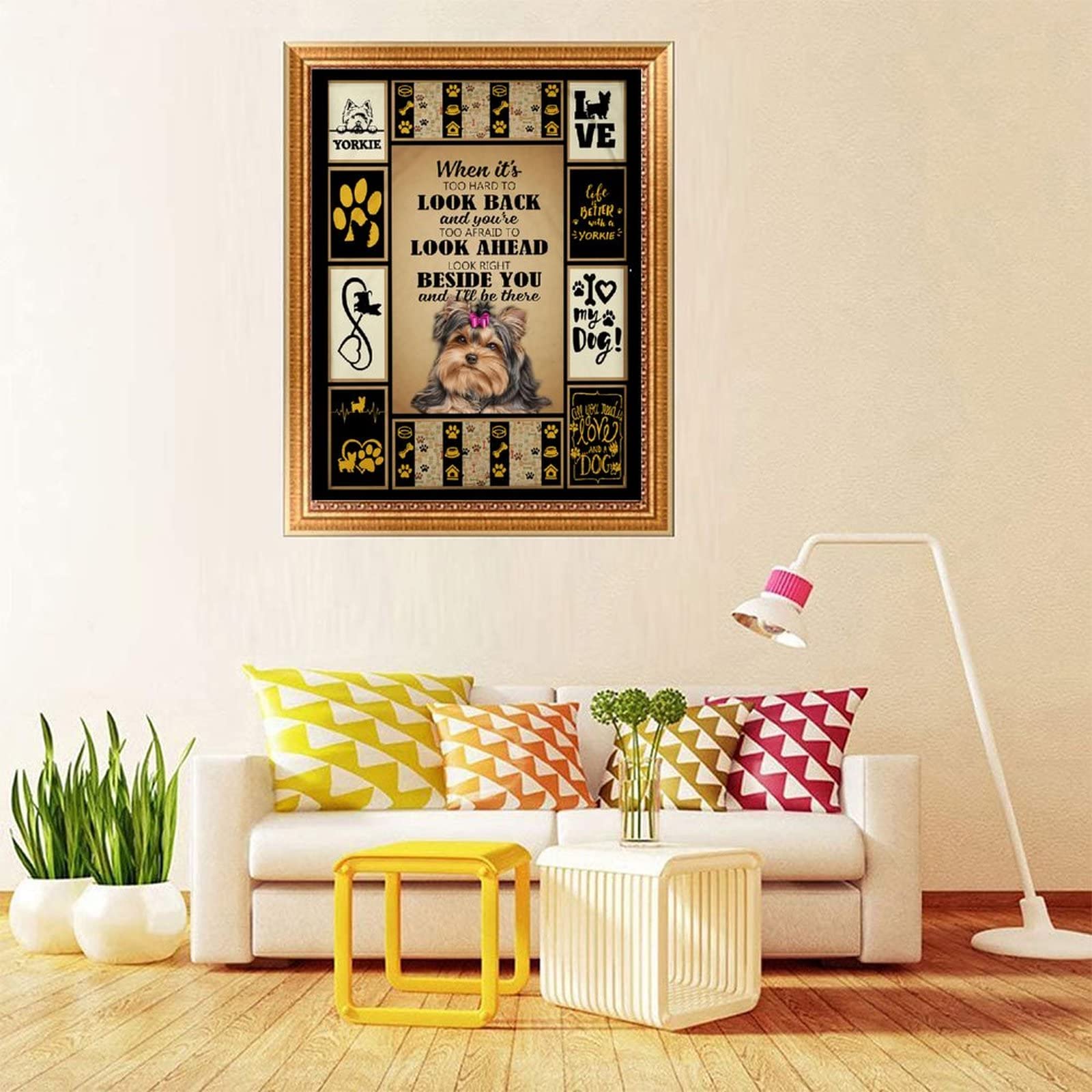 Yorkie Will Be There DIY 5D Diamond Painting Kit for Adults - Full Drill Diamond Art with Numbers - Home Wall Decor & Relaxing Craft Activity | Perfect for Stress Relief, Gift Giving & Living Room Decoration