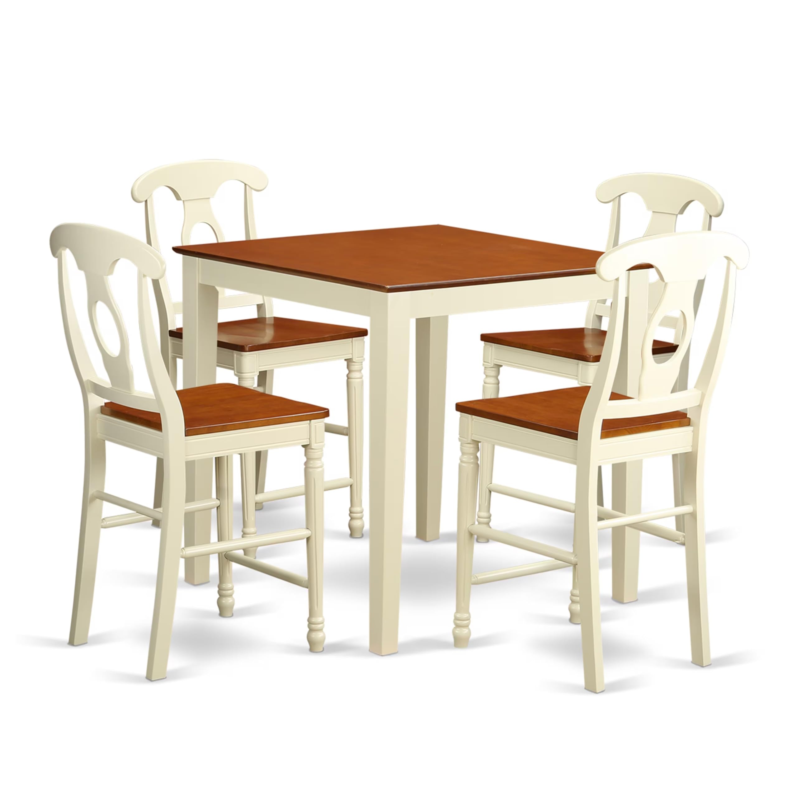 East West Furniture 5-Piece Kitchen Counter Set - 36x36 Inch Square Dining Table with 4 Chairs in Buttermilk & Cherry Finish | Perfect for Small Spaces, Breakfast Nooks & Cozy Dining Areas