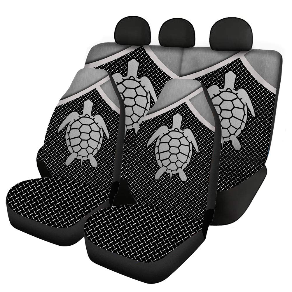 UNICEU Cool Grey Turtle Car Seat Covers - Universal Fit for Most Cars, SUVs & Trucks - Front & Back Bucket Seat Protectors - Stylish Car Accessories for Comfort & Protection - Perfect for Daily Commute, Road Trips & Family Travel