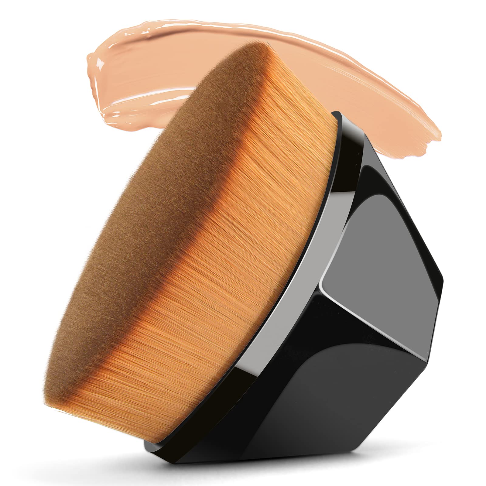 Flat Top Kabuki Foundation Brush - Hexagon Design for Liquid & Powder Makeup - Perfect for Flawless Blending (Black)