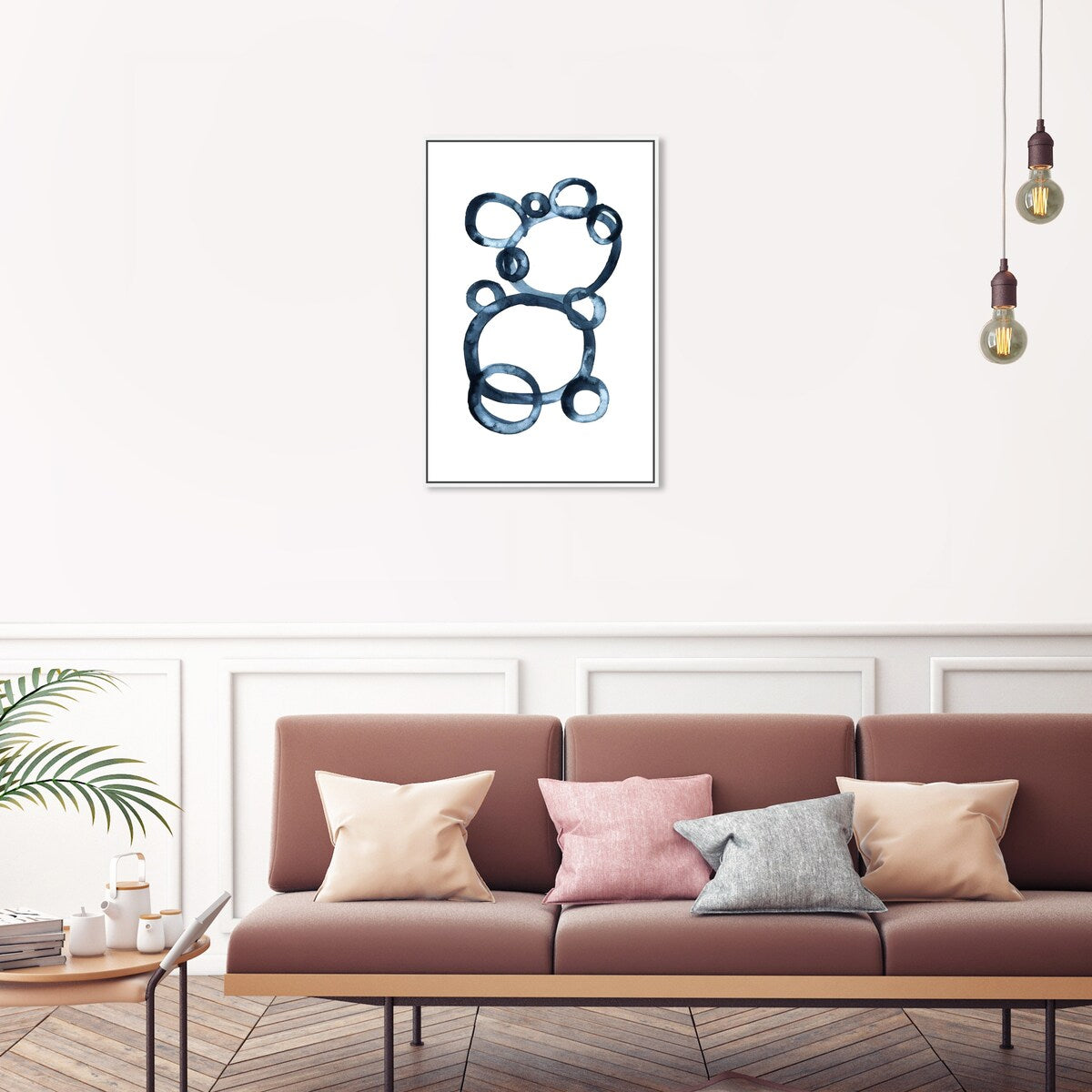 Bear Bubbles Modern Baby Bear Fingerpainted Art - White Framed Canvas Wall Print for Nursery & Boys Room Decor - Perfect for Baby Showers, Kids Bedrooms & Playroom Wall Art