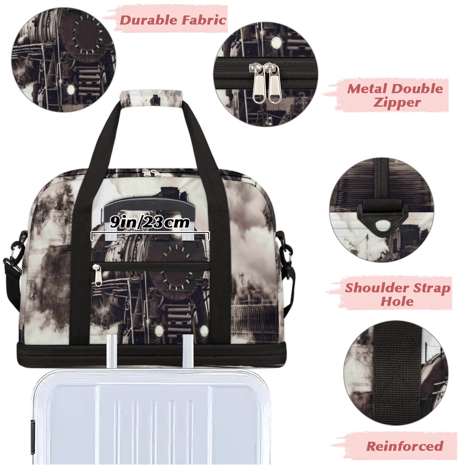 Foldable Travel Duffel Bag for Men & Women - Water-Resistant Gym Bag with Shoe Compartment & Adjustable Shoulder Strap - Perfect for Sports, Gym, Overnight Trips & Weekend Getaways | Carry-On Luggage Approved
