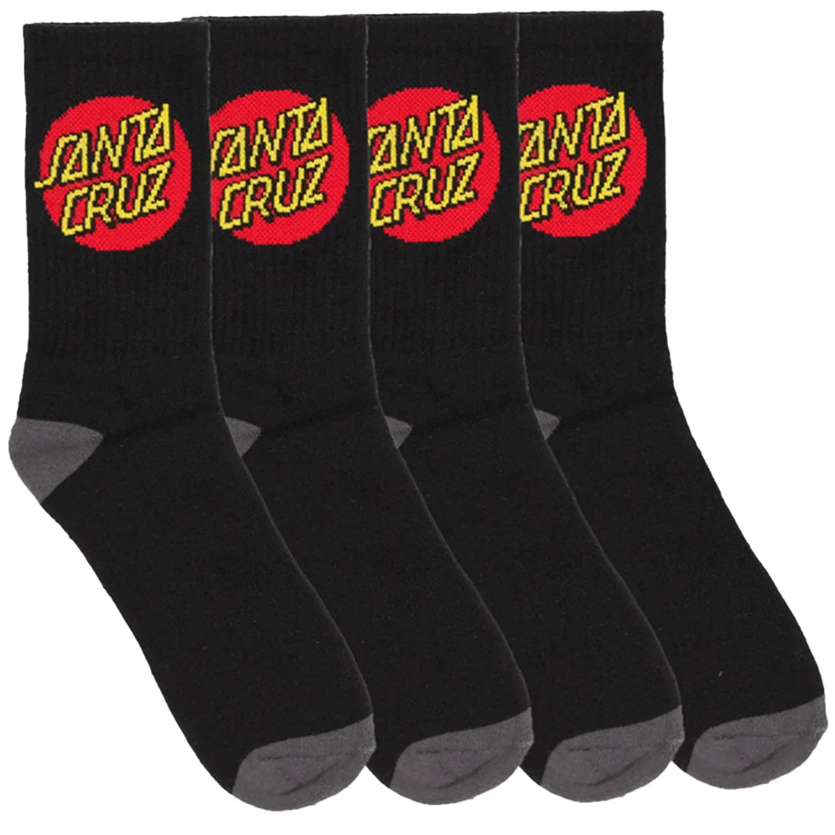 Santa Cruz Classic Dot Boys Socks 4 Pack - Stylish Cotton Crew Socks for Kids - Perfect for School, Sports & Everyday Wear