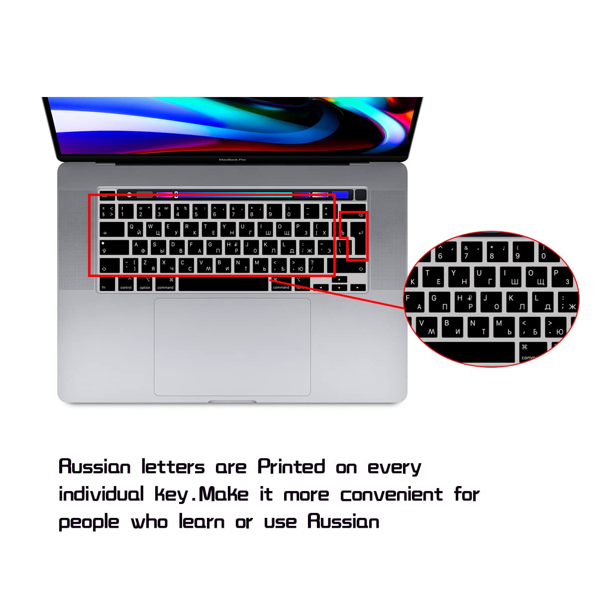 HRH Russian Language Silicone Keyboard Cover for MacBook Pro 13