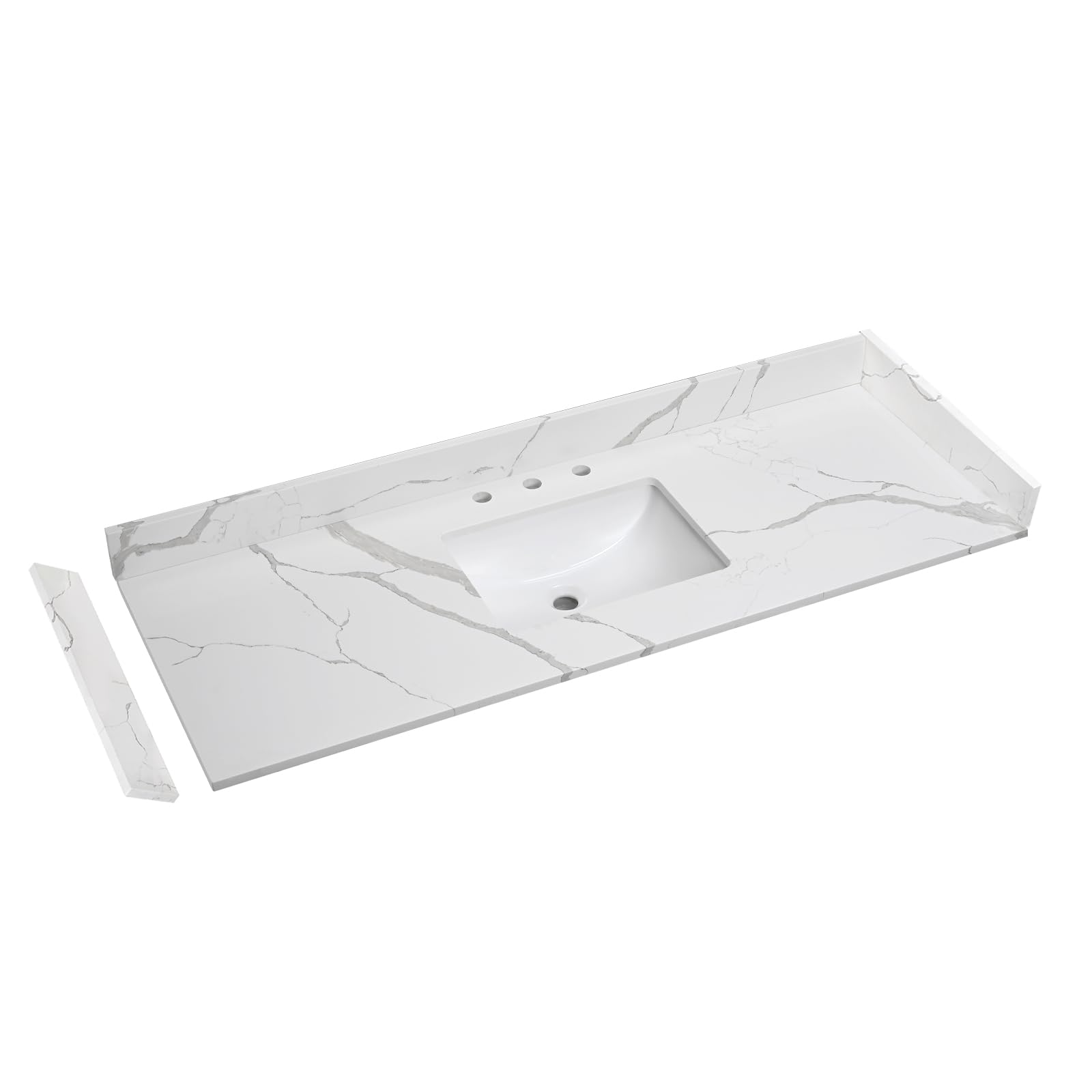 Calacatta Quartz Vanity Top with Sink - 60x22 Inch for Bathroom