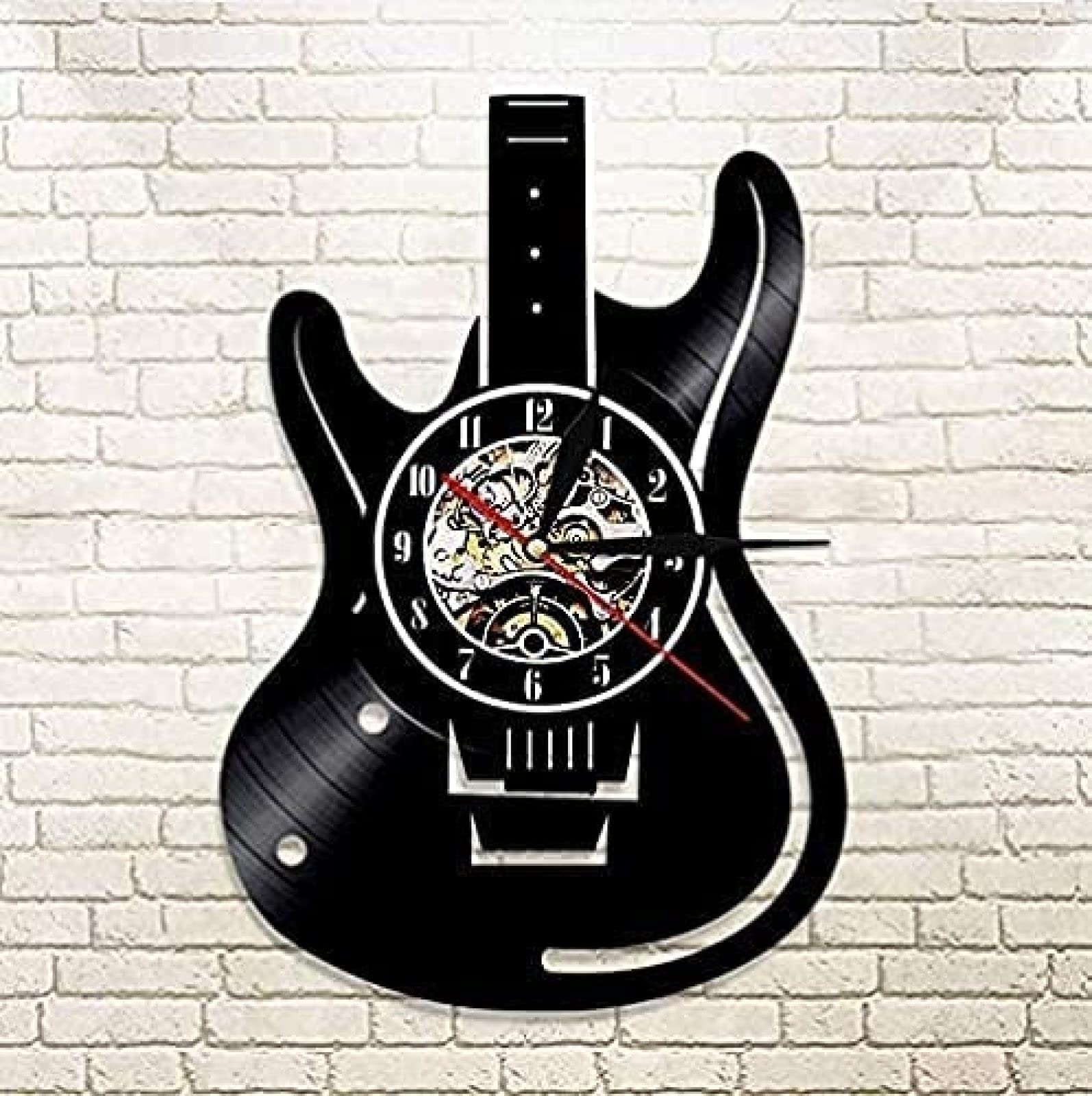 Vintage Vinyl Record Wall Clock - Christmas Guitar Music Retro LP Wall Clock for Home Decor - Unique Gift for Music Lovers & Guitarists - Perfect for Living Room, Bedroom, Studio & Music Themed Spaces