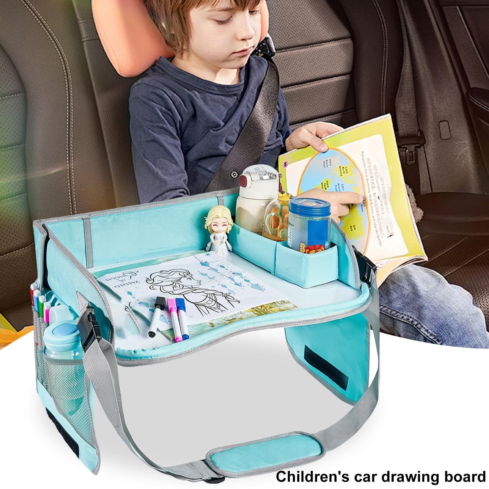 Portable Kids Car Seat Tray - Toddler Travel Snack & Activity Tray for Strollers, Airplanes & Road Trips | Durable Lap Tray for Eating, Drawing & Playing On-The-Go | Perfect for Toddlers 1-5 Years Old