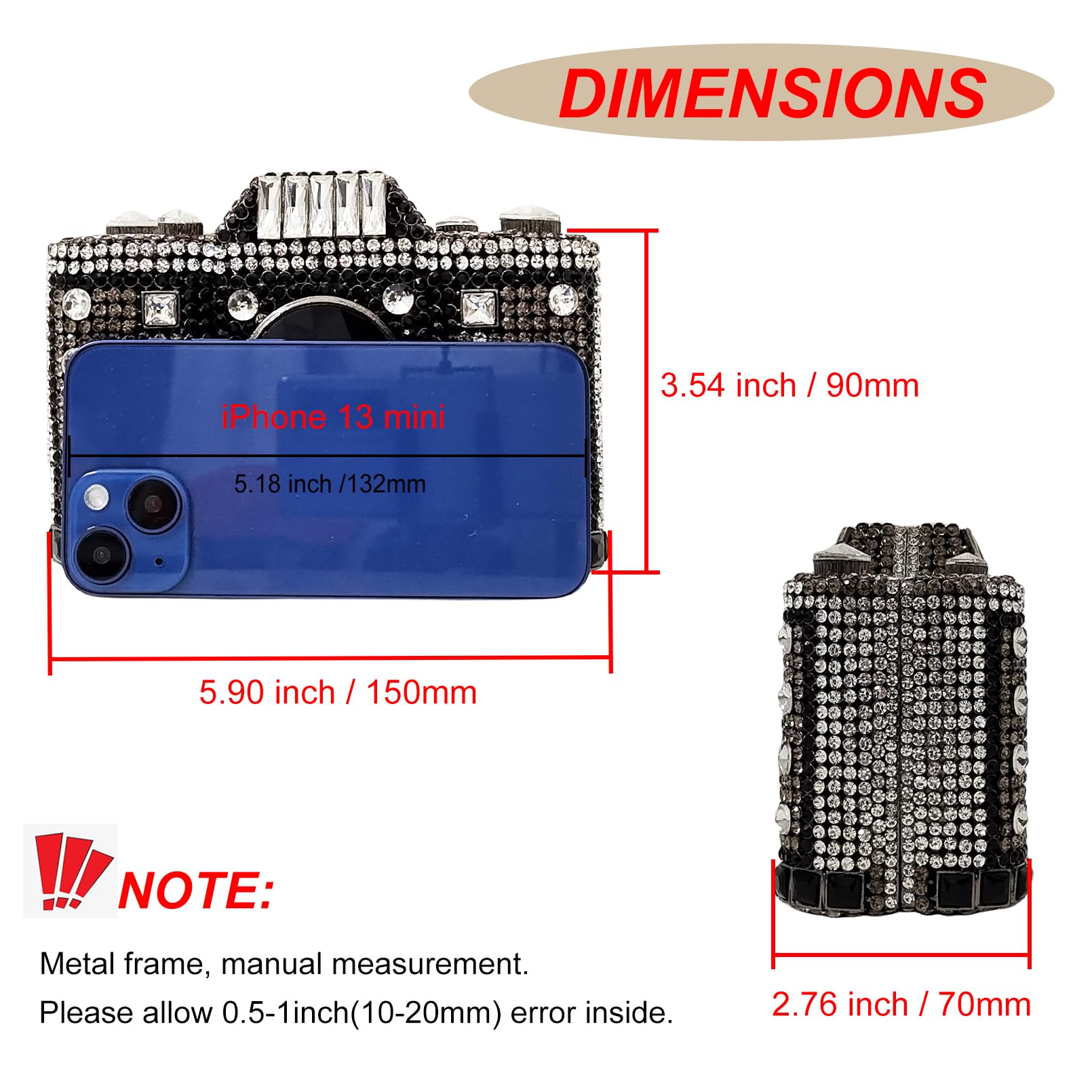 Crystal Clutch Purse - Cute Camera Shaped Mini Rhinestone Evening Bag for Women, Wedding Party Handbag | Elegant Accessory for Prom, Date Night & Special Occasions