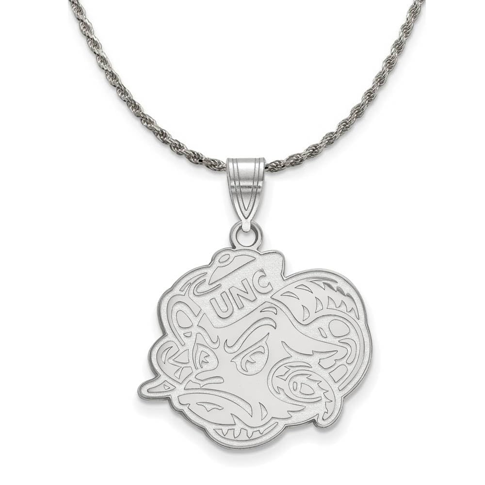 Black Bow Sterling Silver North Carolina Large Logo Pendant Necklace - Perfect for Gifts, Graduation, and State Pride Jewelry