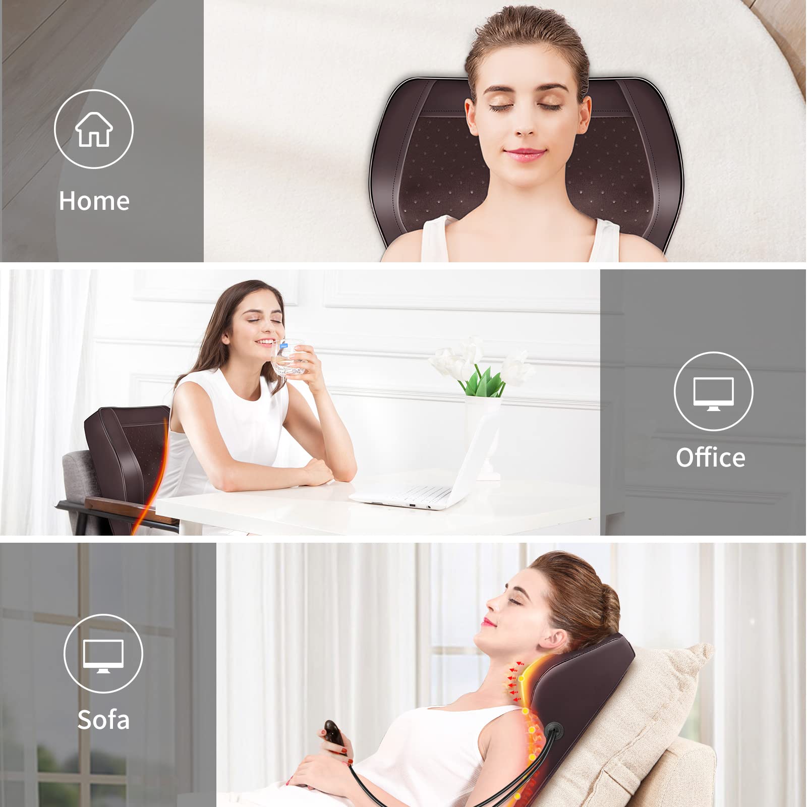 Shiatsu Massage Pillow with Heat - Neck and Back Massager for Pain Relief, Shoulder & Leg Relaxation - Perfect Gift for Men, Women, Mom & Dad - Use at Home, Office or Car for Stress Relief & Muscle Relaxation