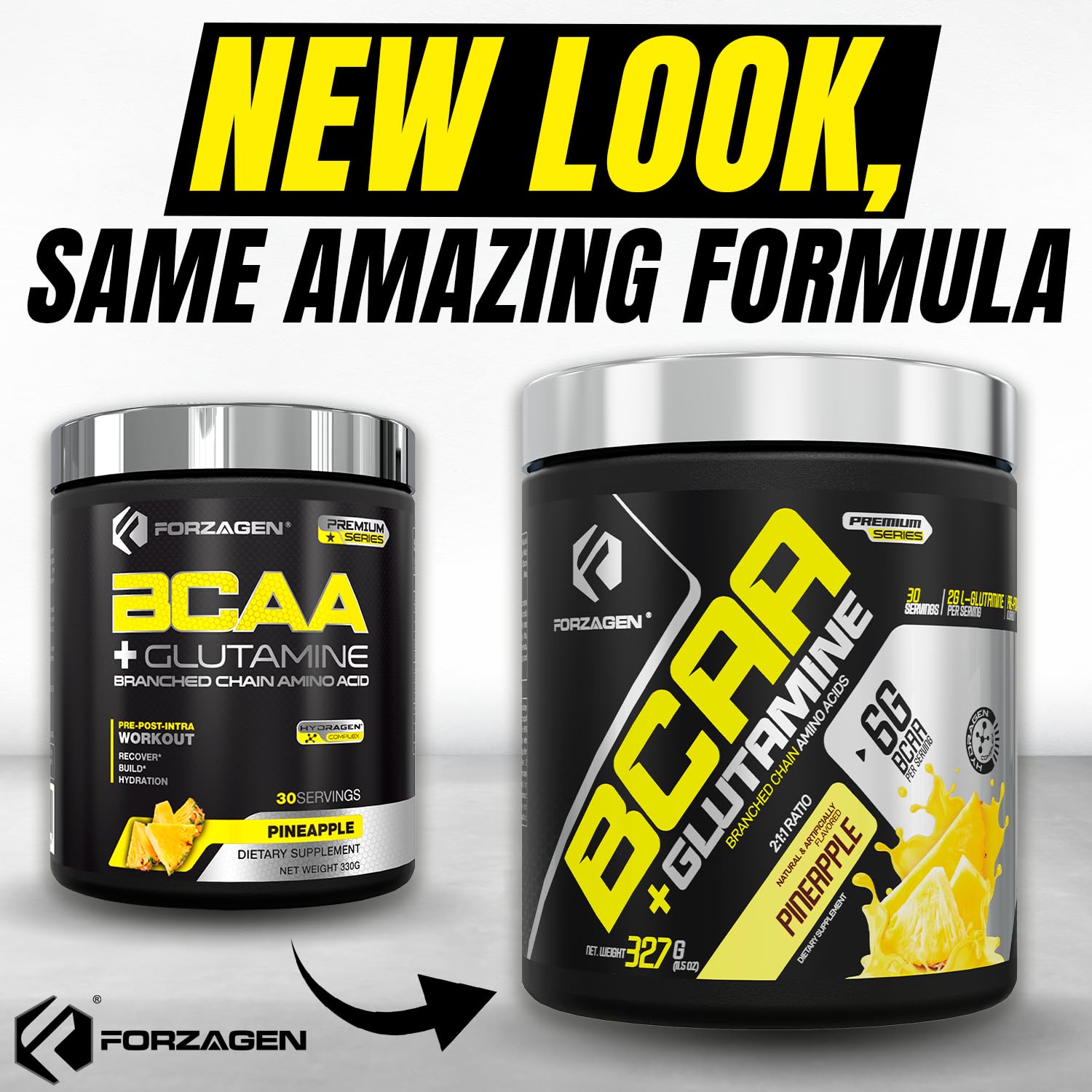 Forzagen BCAA Amino Acids Powder with Glutamine - Branched Chain Amino Acid Supplement for Pre & Post Workout - Muscle Recovery & Lean Energy Powder (30 Servings) | Ideal for Gym, Fitness & Athletic Performance