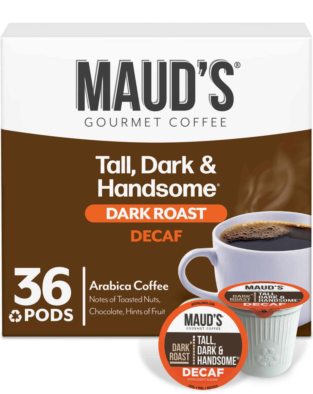Maud's Decaf Dark Roast Coffee Pods - 100% Arabica, Low Acid, K-Cup Compatible - Perfect for Home, Office & Keurig Brewers