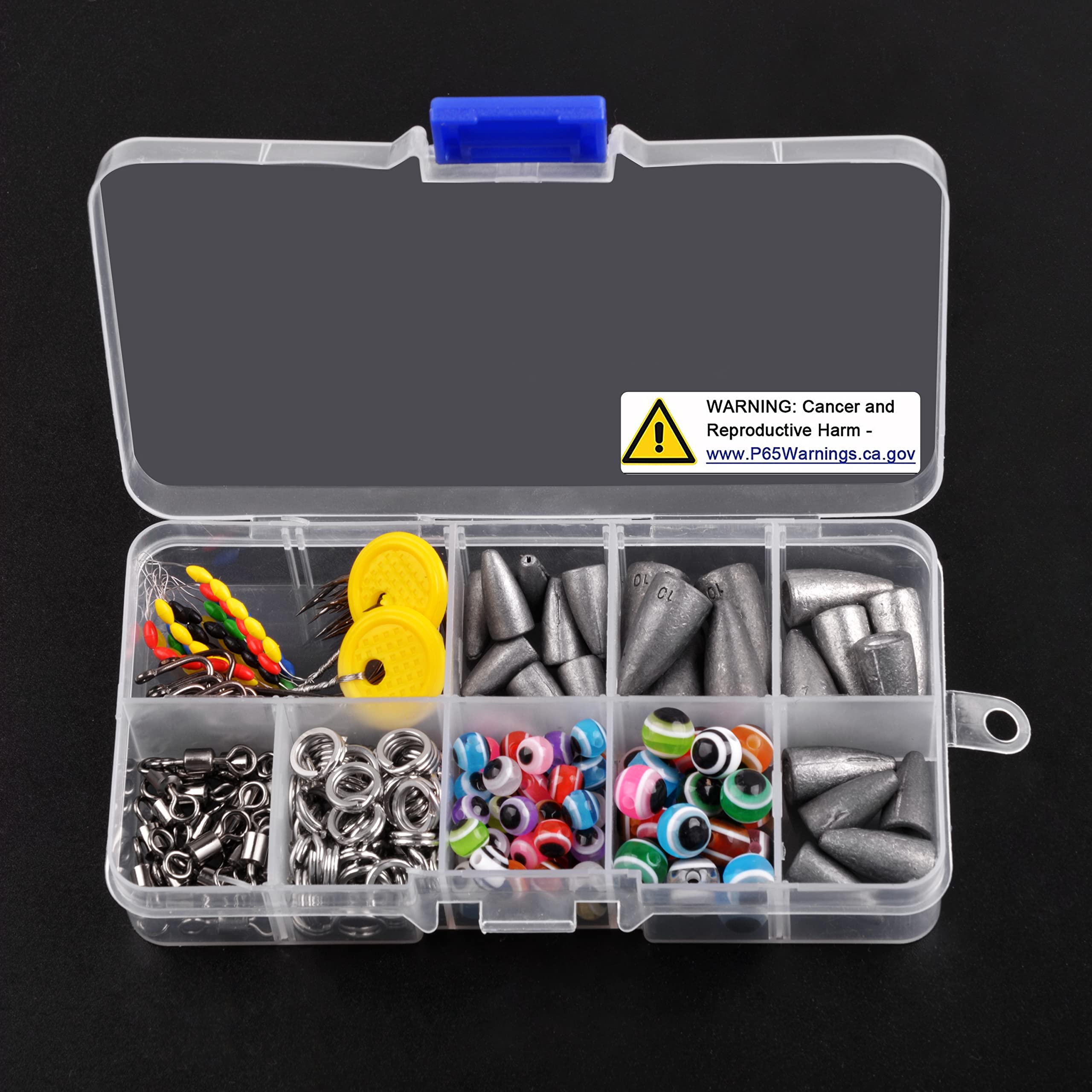 **80/182pcs Texas & Carolina Bass Fishing Rig Kit with Worm Sinkers, Weights, Barrel Swivels, Beads & Offset Hooks – Ultimate Tackle Set for Freshwater & Saltwater Fishing**    *(Use Cases: Perfect for bass fishing, catfish angling, and inshore saltwater fishing. Ideal for beginners and pros targeting largemouth, smallmouth, and striped bass.)*