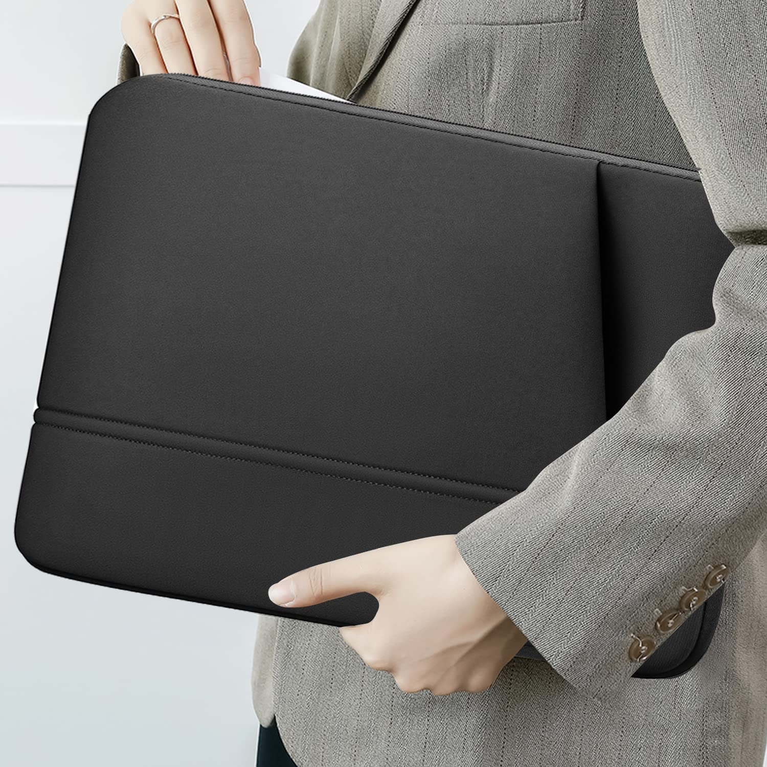 TEDNETGO 14 Inch Laptop Sleeve for MacBook Pro 2024 - Waterproof Protective Case Compatible with 13-14 Inch MacBook Pro/Air (Black) - Perfect for Travel, Office & School Use