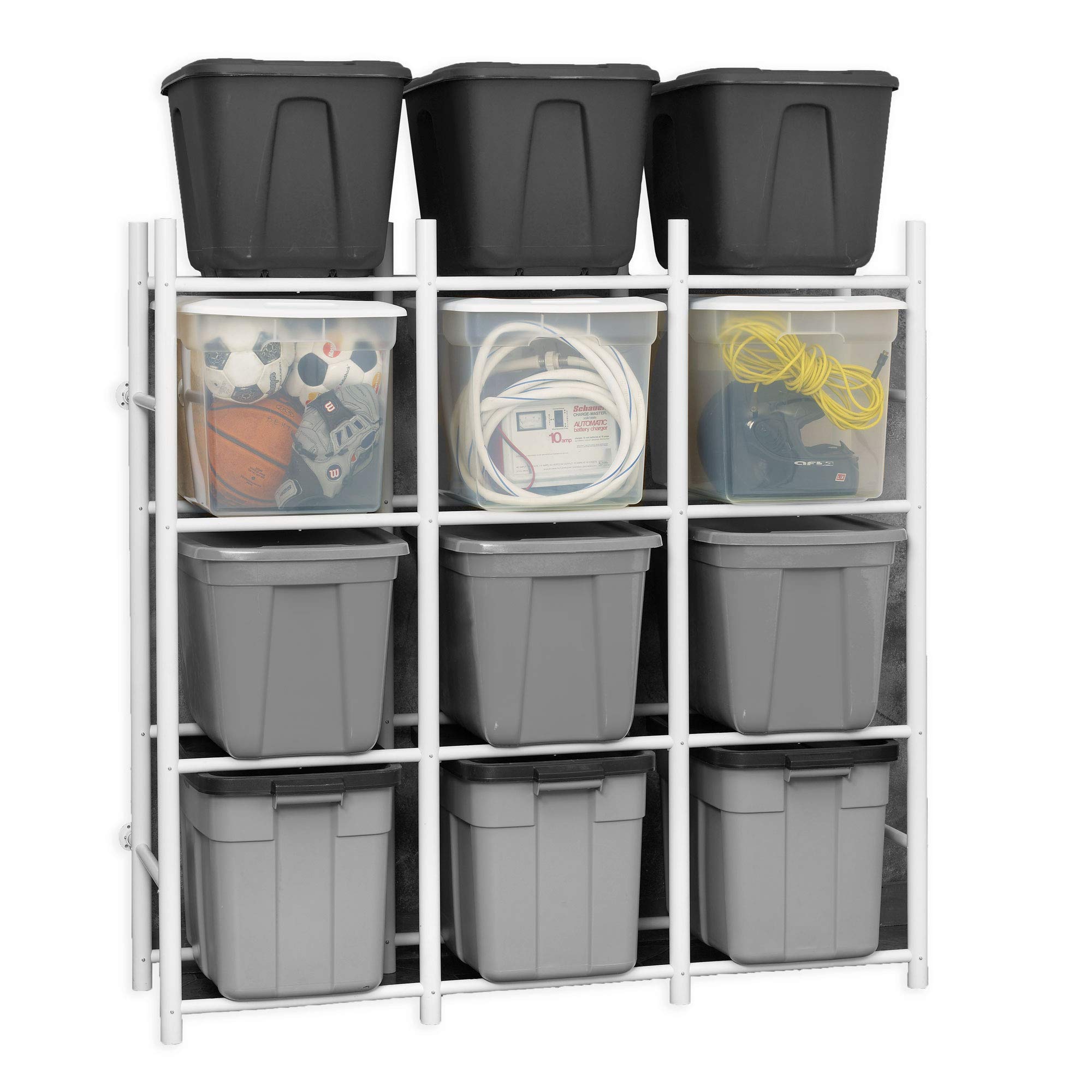 PROSLAT Bin Warehouse Rack - 12 Totes Compact Storage Organizer for Garage, Workshop & Closet | Space-Saving Shelving Unit