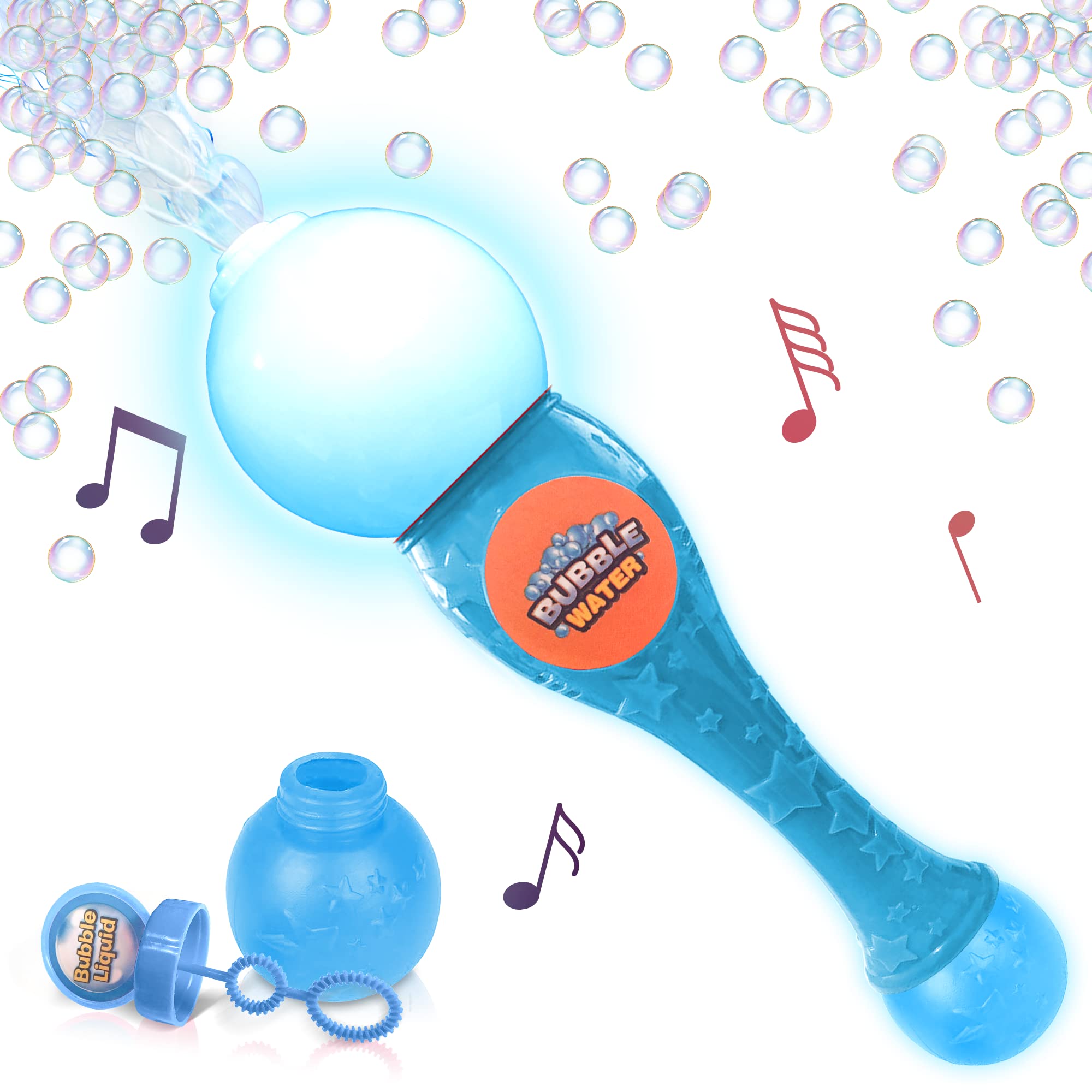 ArtCreativity LED Light Up Automatic Bubble Blower Wand for Kids - Musical Bubble Maker Toy with Included Bubble Fluid & Batteries (Blue) - Perfect for Birthday Parties, Outdoor Play & Toddler Gift Ideas