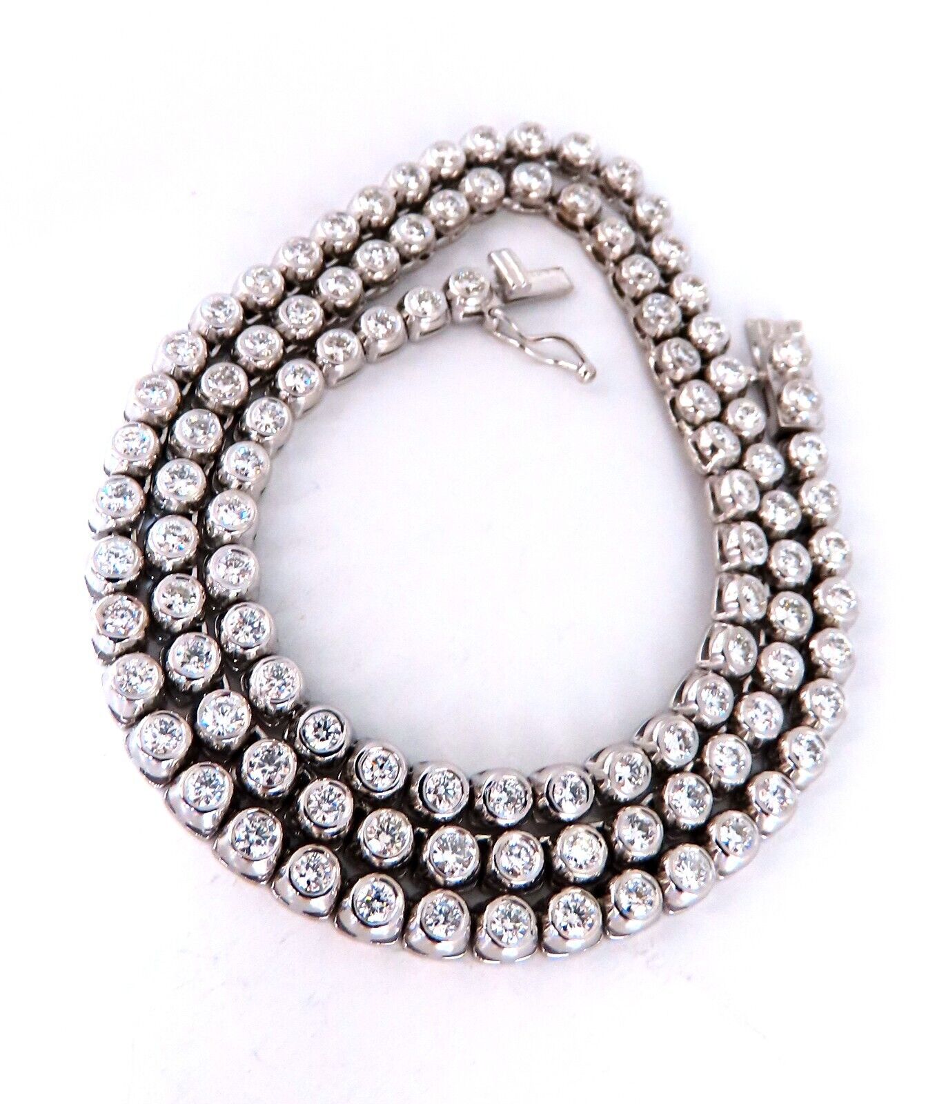 4.74ct Natural Round Diamond Bezel Flush Riviera Tennis Necklace - 14K White Gold Eternity Bridal Jewelry for Weddings & Anniversaries