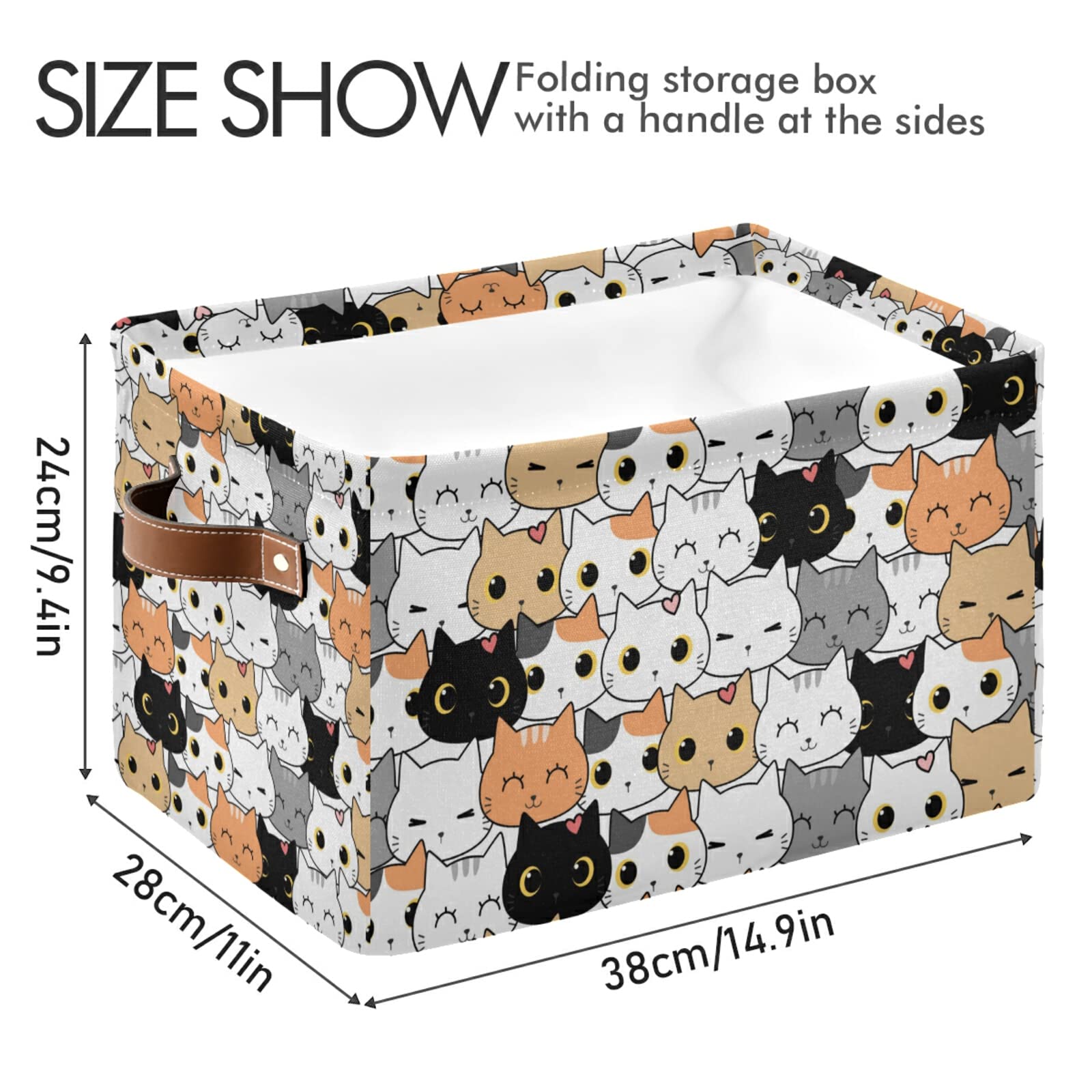 Collapsible Storage Basket Cube - Large Animal Cat Kitten Bin Box for Clothes, Toys & Laundry Organization | Foldable Organizer for Shelves, Closet, Nursery & Bedroom (1 Pack) | Perfect for Kids' Room Storage & Pet Toy Organization