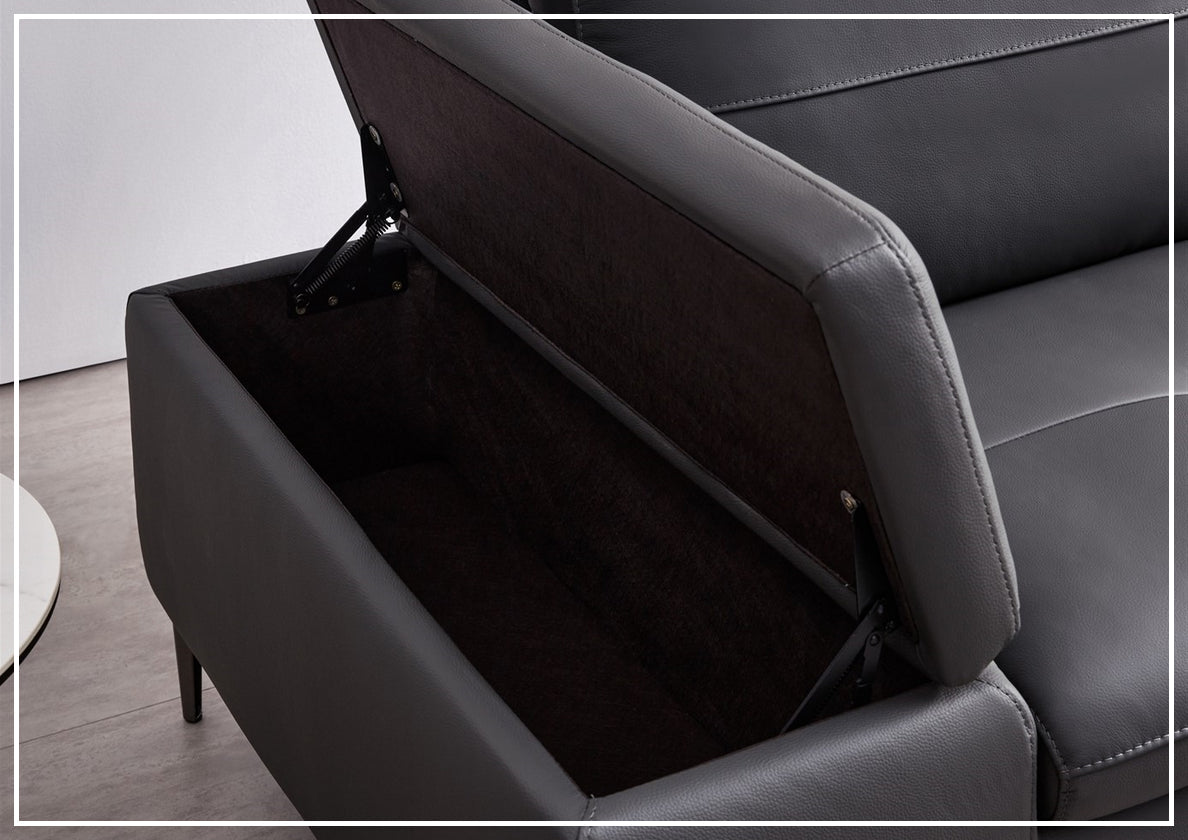 Gio Italia Decker L-Shaped Italian Leather Sectional Sofa - Modern Luxury Living Room Furniture for Home & Office Comfort