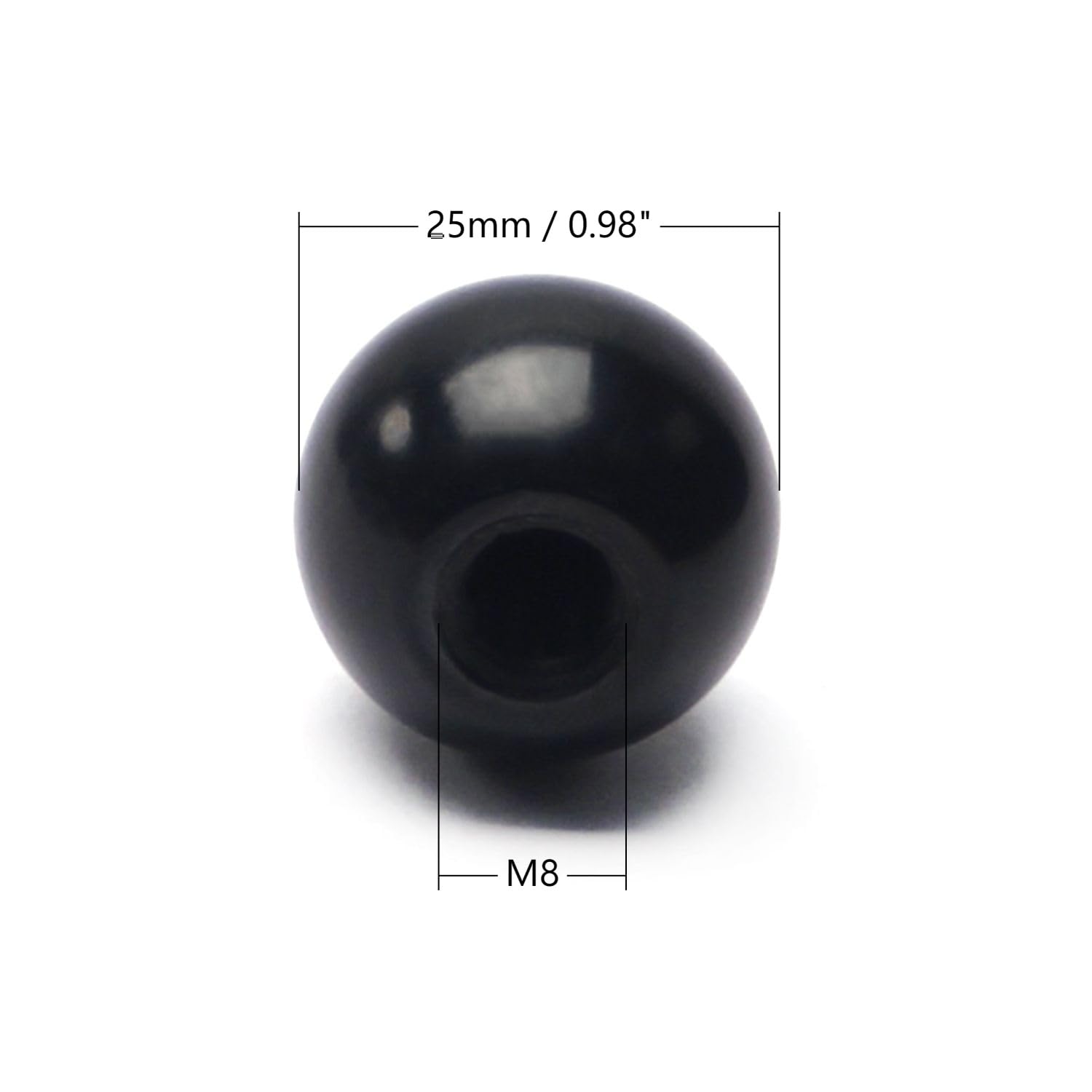 10Pcs Black Bakelite Ball Knob M8 Female Thread - 25mm/0.98
