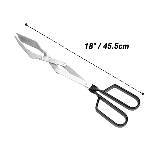 Stainless Steel BBQ Grill Tongs with Non-Slip PVC Handle - 16 Inch Extra Long Cooking Tongs for Grilling, Flipping Meat, Serving Salads - Perfect for Outdoor Barbecue, Camping & Backyard Parties