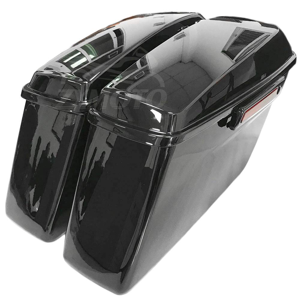 ZXMOTO Vivid Black Hard Saddlebags for Harley Touring Models (2014-2020) - FLT, FLHT, FLHTCU, FLHRC, Road King, Road Glide, Street Glide | Durable Motorcycle Luggage with Mounting Hardware | Perfect for Long Rides & Road Trips
