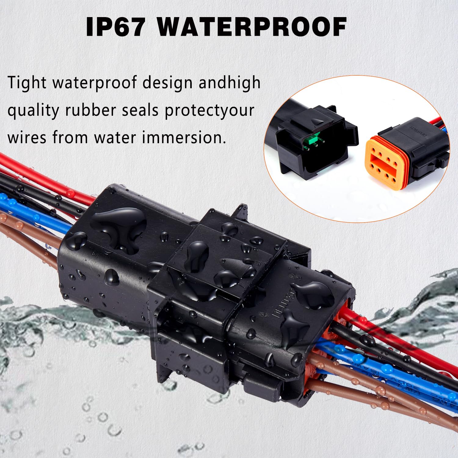8 Pin Waterproof Electrical Connector - 20CM 16AWG Male Female Quick Disconnect Plug for Car, Truck, Motorcycle & Marine Boat Wiring (1 Pair Black) - Ideal for Automotive, Marine & Outdoor Electrical Connections
