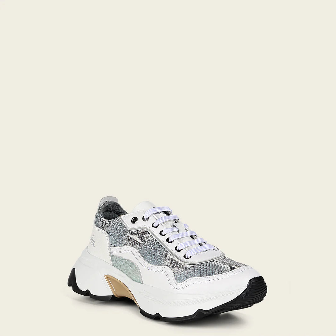 Women's White Python Sneakers A09PBPN - Stylish & Comfortable Fashion Shoes for Casual Wear, Work & Outdoor Activities