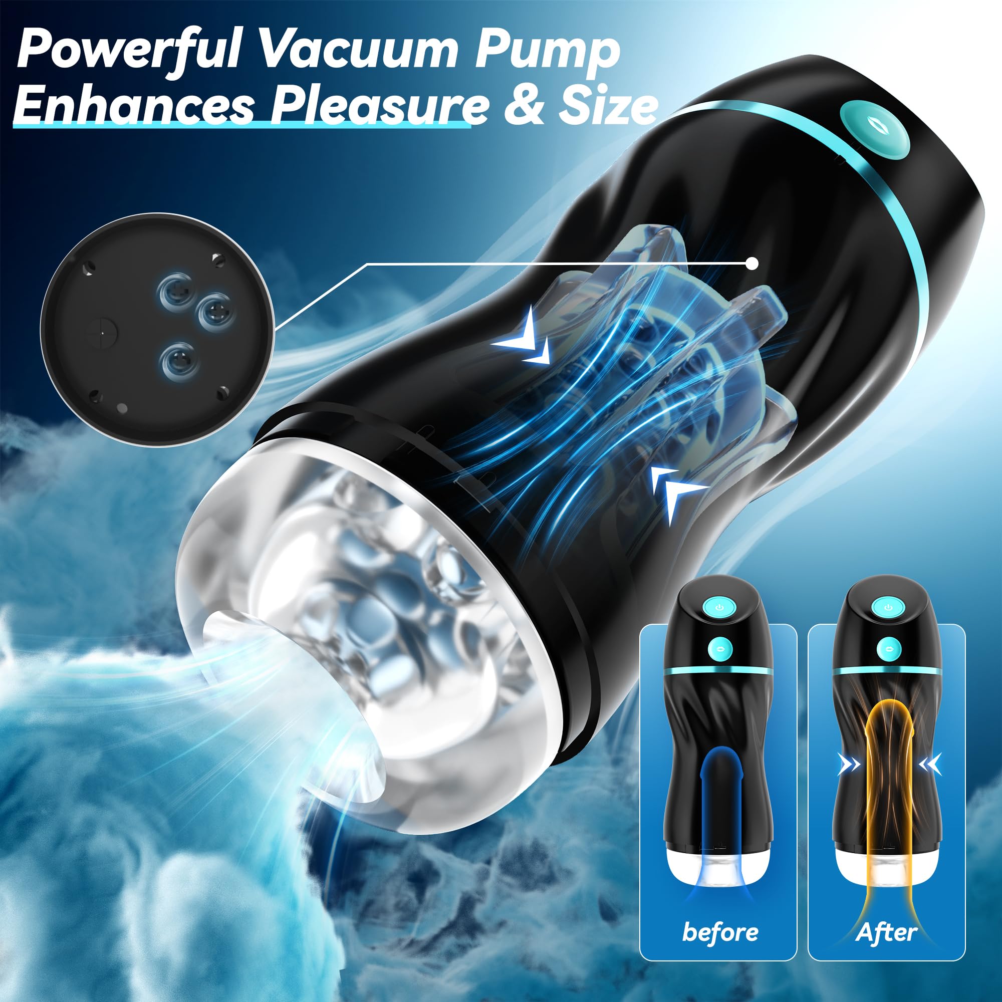 Upgraded Automatic Male Masturbator - 7 Vibration & Suction Modes, Hands-Free Pocket Pussy with 3D Realistic Texture | Blowjob Toy for Men | Adult Sex Toys for Solo Pleasure & Couples Play | Perfect for Travel, Discreet Use & Enhancing Intimacy