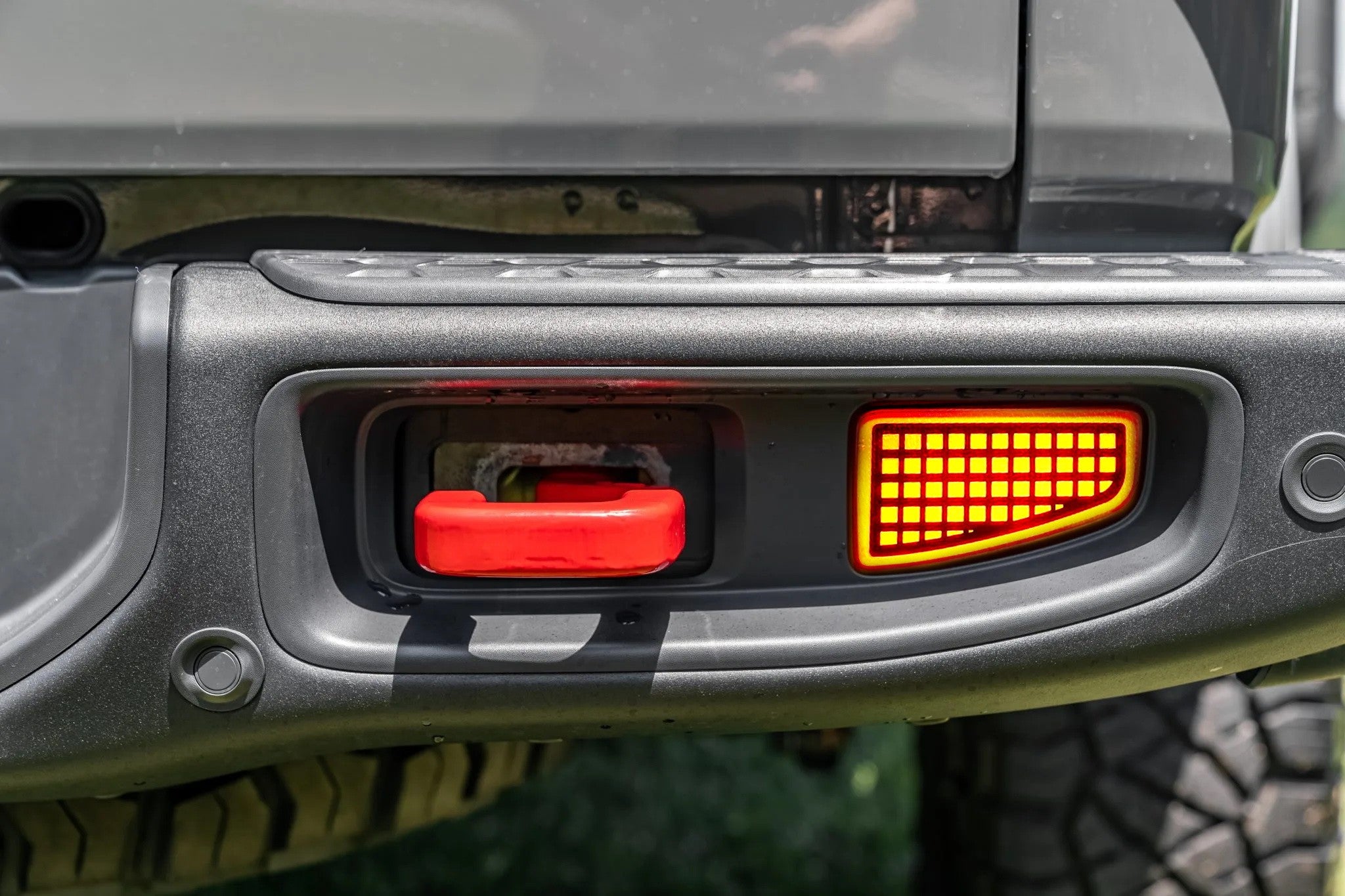 Jeep Gladiator JT LED Tail Lights - Dark Red Bumper Reflector with Sequential Turn Signals | Waterproof Brake Lights for Off-Road & Night Driving