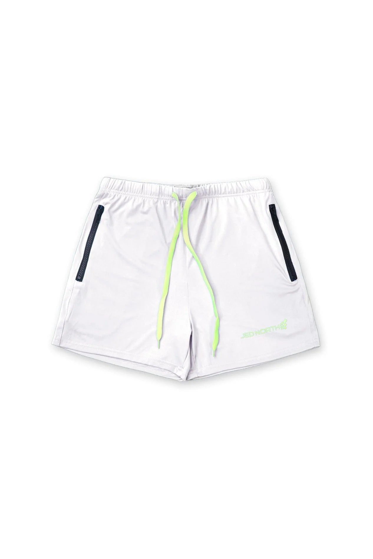 Jed North Agile 4 Gym Shorts with Zipper Pockets - White | Men's Workout Running Training Shorts for Gym & Outdoor Sports