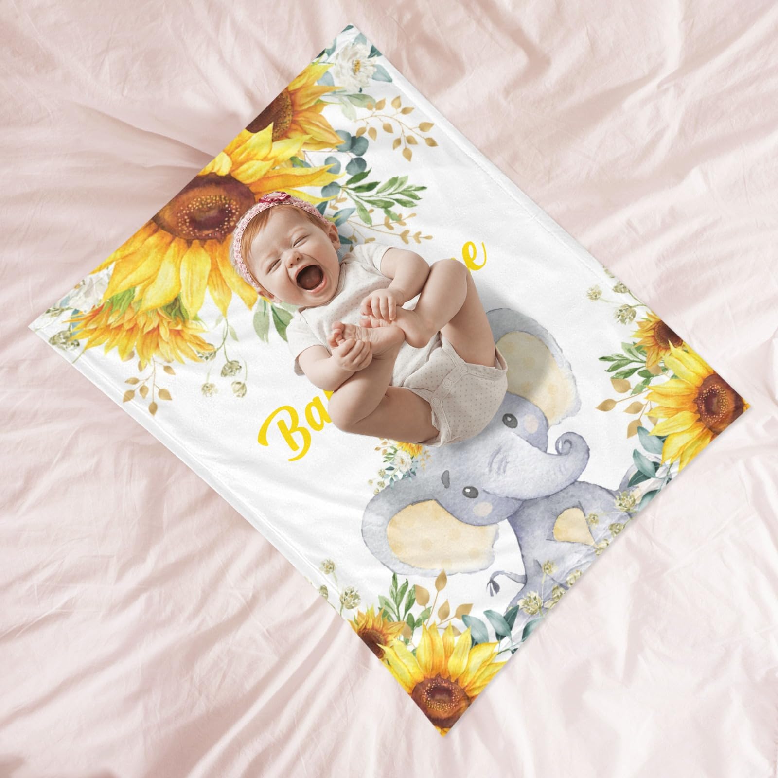Personalized Baby Blanket with Name - Custom Elephant Design for Boys & Girls | Super Soft Newborn Blanket | Perfect Baby Shower Gift & Nursery Decor | Ideal for Cuddling, Swaddling, and Photo Props