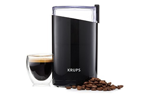 KRUPS Precision Electric Coffee Grinder - 3 oz Capacity, 200W Motor, Stainless Steel Blades for Uniform Grinding of Coffee Beans, Herbs, Nuts & Spices - Perfect for Home, Office, or Travel Use (Black)