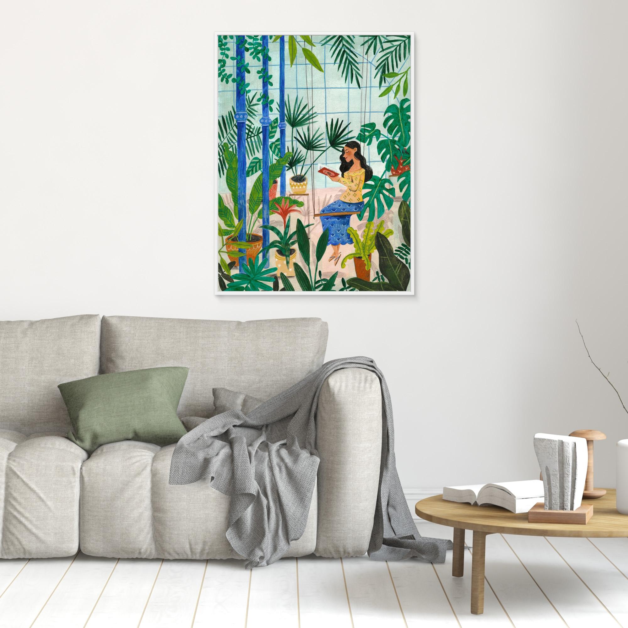 Canvas Print - Reading in the Plant Greenhouse by Caroline Bonne Müller | Nature-Inspired Wall Art for Living Room, Bedroom & Office Decor