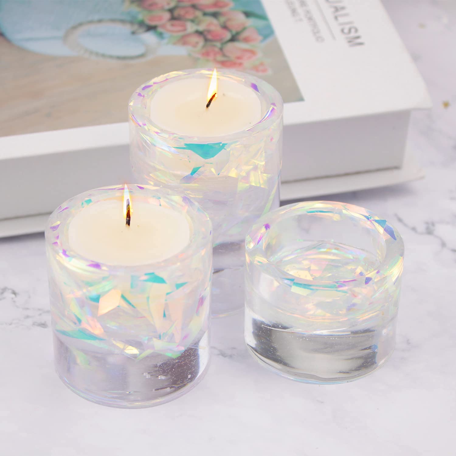 Premium Silicone Tealight Candle Holder Mold for Epoxy Resin - 3 Sizes Cylinder Pillar Candle Molds for DIY Resin Casting - Perfect for Wedding Decor, Home Centerpieces & Holiday Crafts