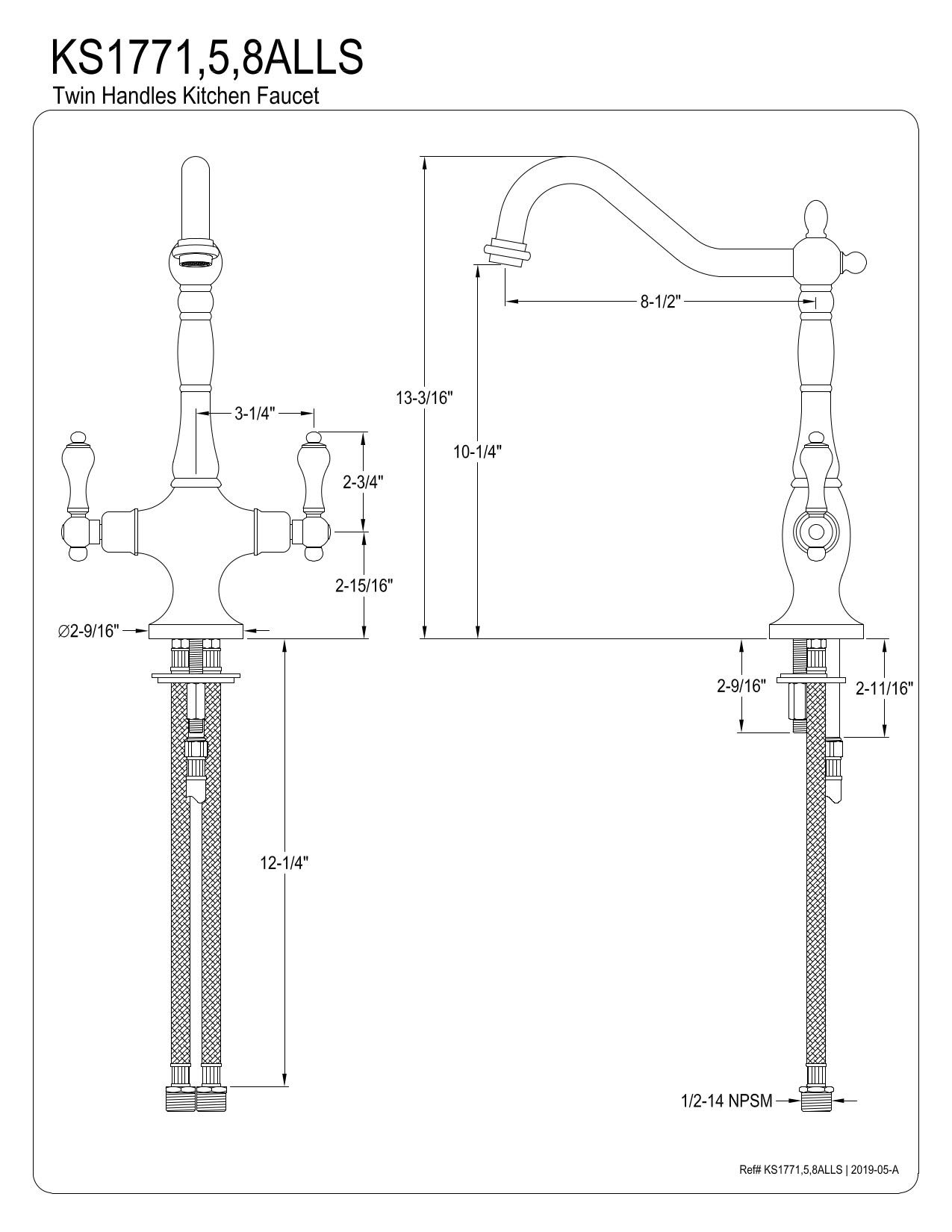 Kingston Brass KS1775ALLS Heritage Single Handle Kitchen Faucet in Oil Rubbed Bronze - 13