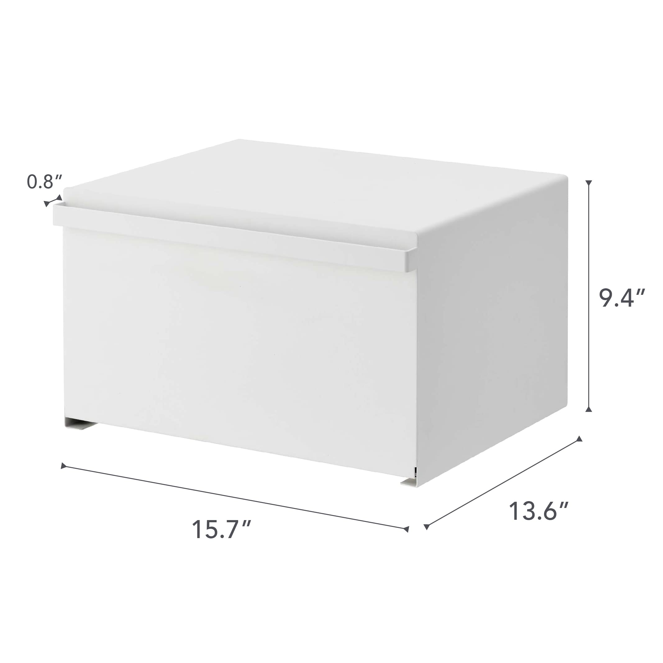 Yamazaki Home Metal Bread Box - Slim Space Saving Counter Storage for Bread, Baguettes, and Pastries - Perfect for Kitchens, Bakeries, and Small Spaces - Horizontal Steel Bread Keeper Container