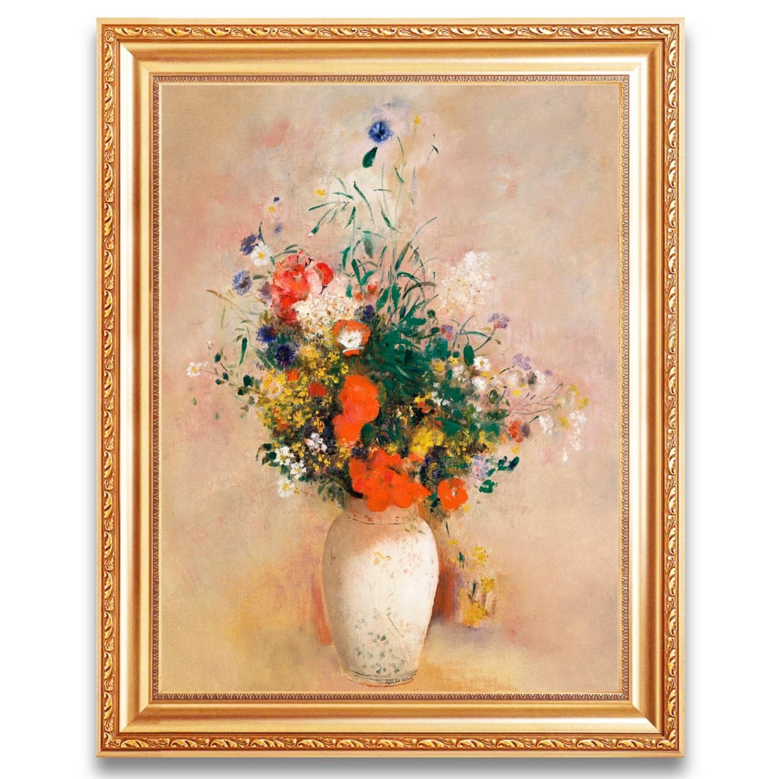 Odilon Redon Vase of Flowers Impressionist Canvas Wall Art - Vintage Still Life Oil Painting Reproduction for Living Room Decor | Perfect for Home, Office & Gallery Display
