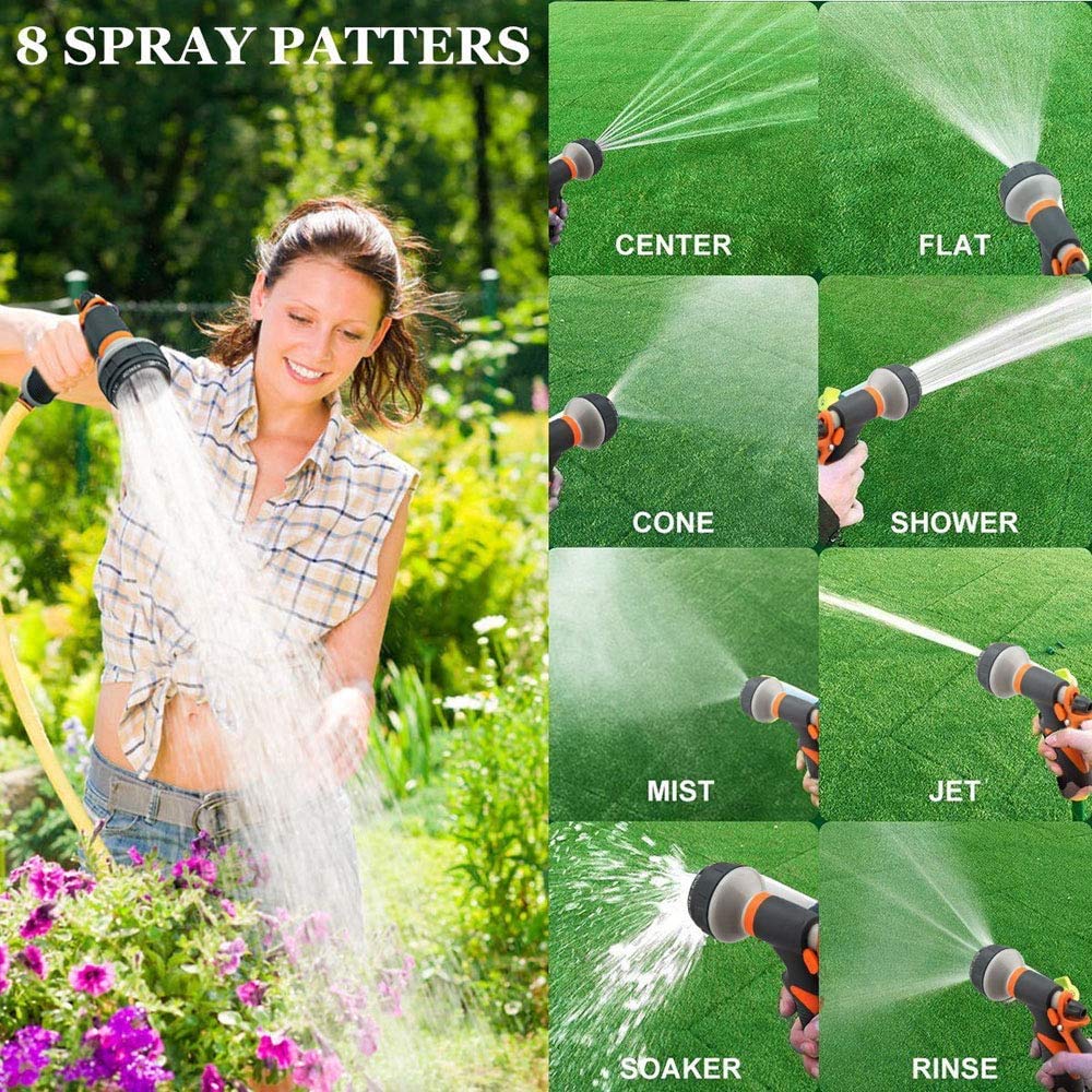 Heavy Duty Garden Hose Nozzle with 8 Adjustable Spray Patterns - High Pressure Water Nozzle for Gardening, Car Washing, Pet Bathing & Outdoor Cleaning | Perfect for Lawn Care, Plant Watering and Household Use