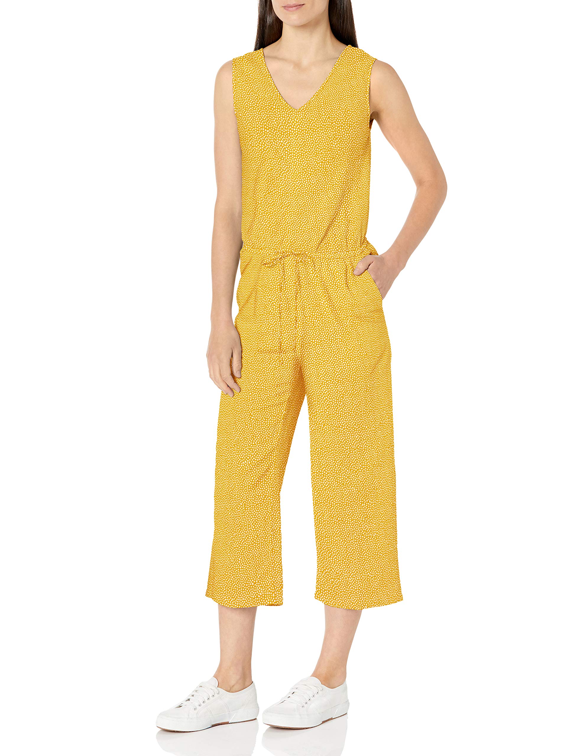 Amazon Essentials Women's Sleeveless Linen Jumpsuit - Breathable Summer Romper for Casual Outings, Beach Vacations & Warm Weather Comfort