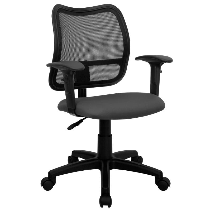 FLASH Mid Back Black Mesh Swivel Task Office Chair - Ergonomic Adjustable Height Computer Desk Chair for Home & Office Use - Perfect for Long Hours of Work or Gaming