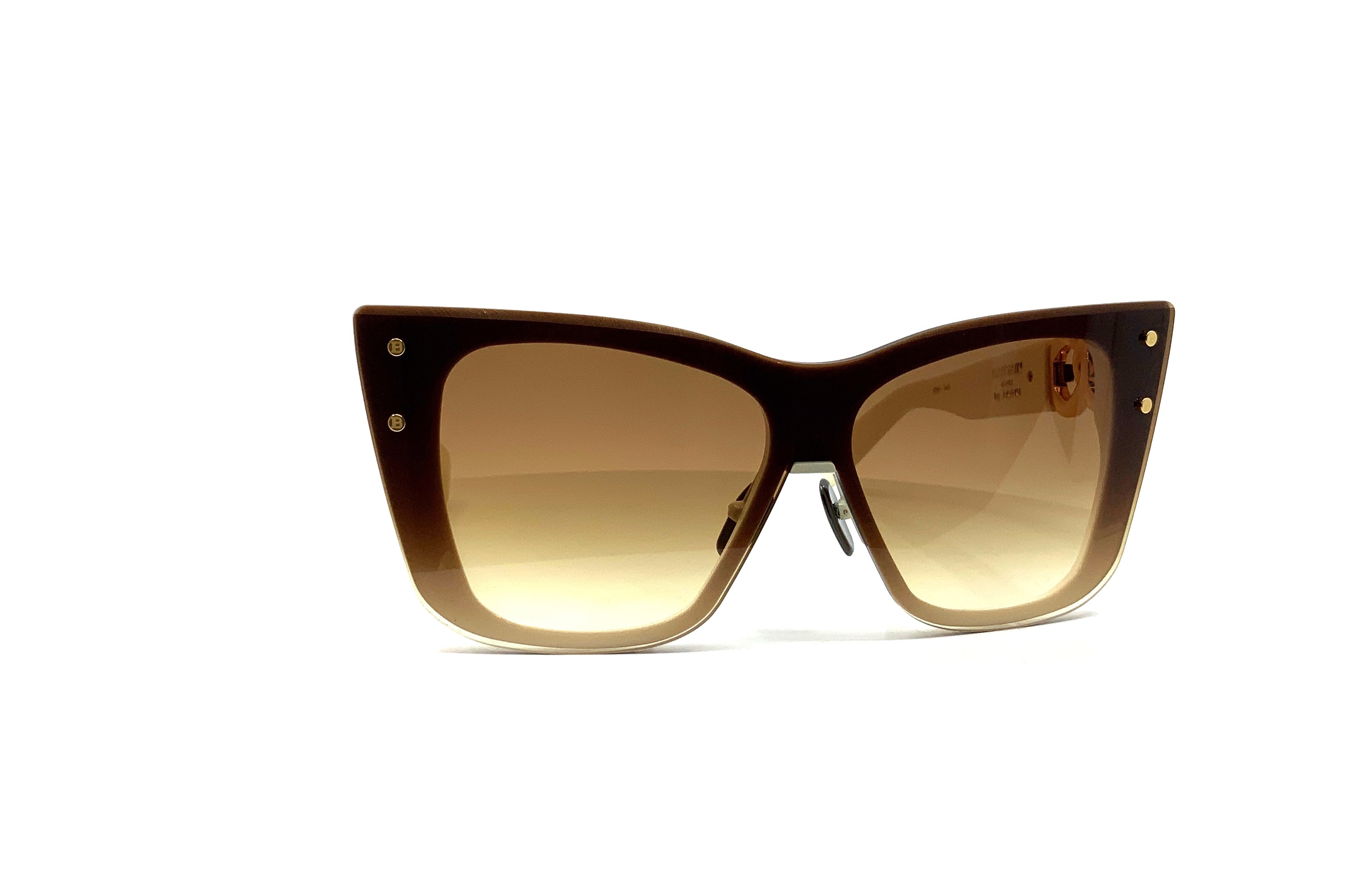 Balmain Armour Sunglasses - White & Dark Brown Aviator Style for Men & Women | UV Protection, Fashion Accessory for Outdoor Activities, Travel & Driving