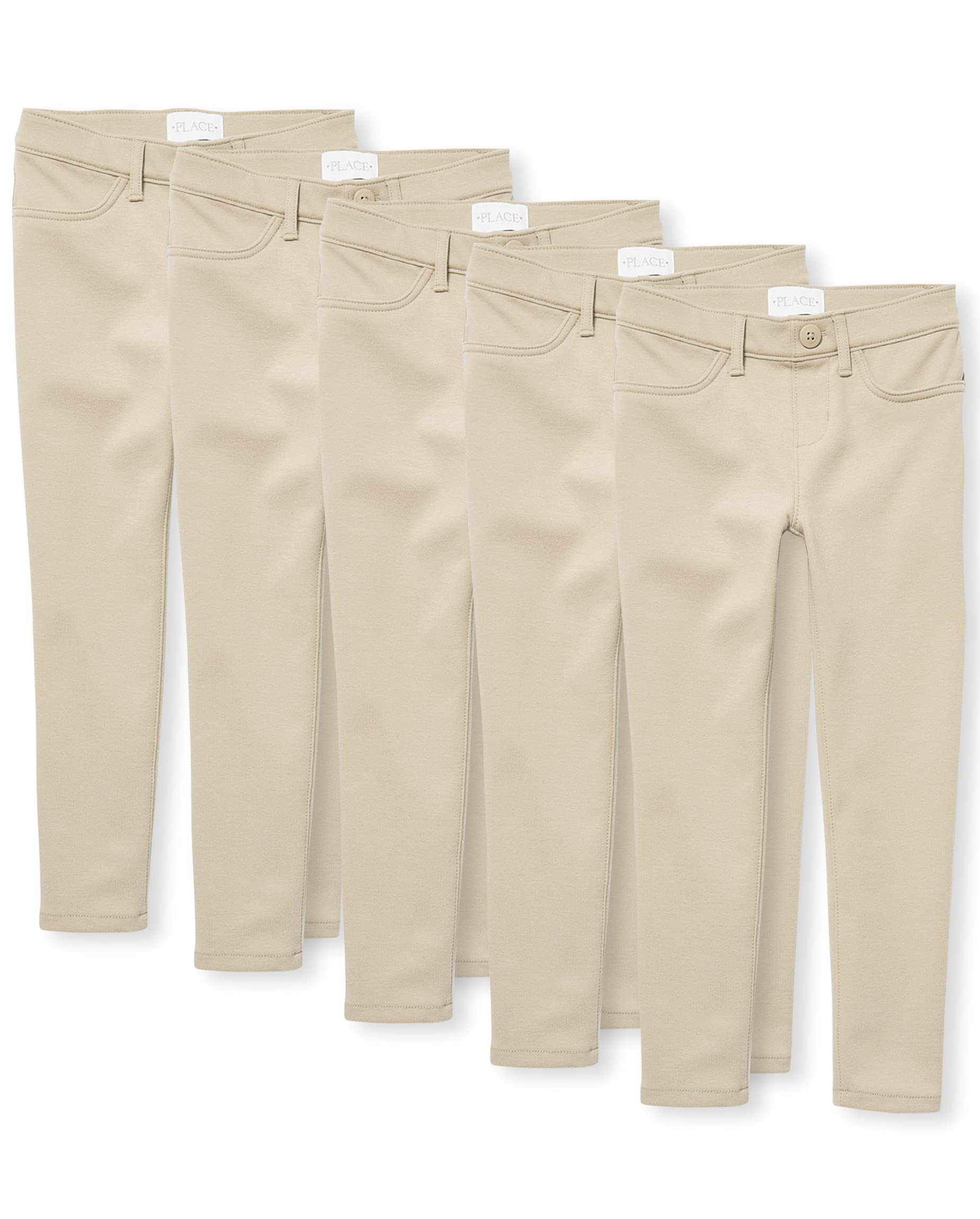 Girls' Ponte Knit Jeggings - Comfortable Pull-On Pants for Play & School