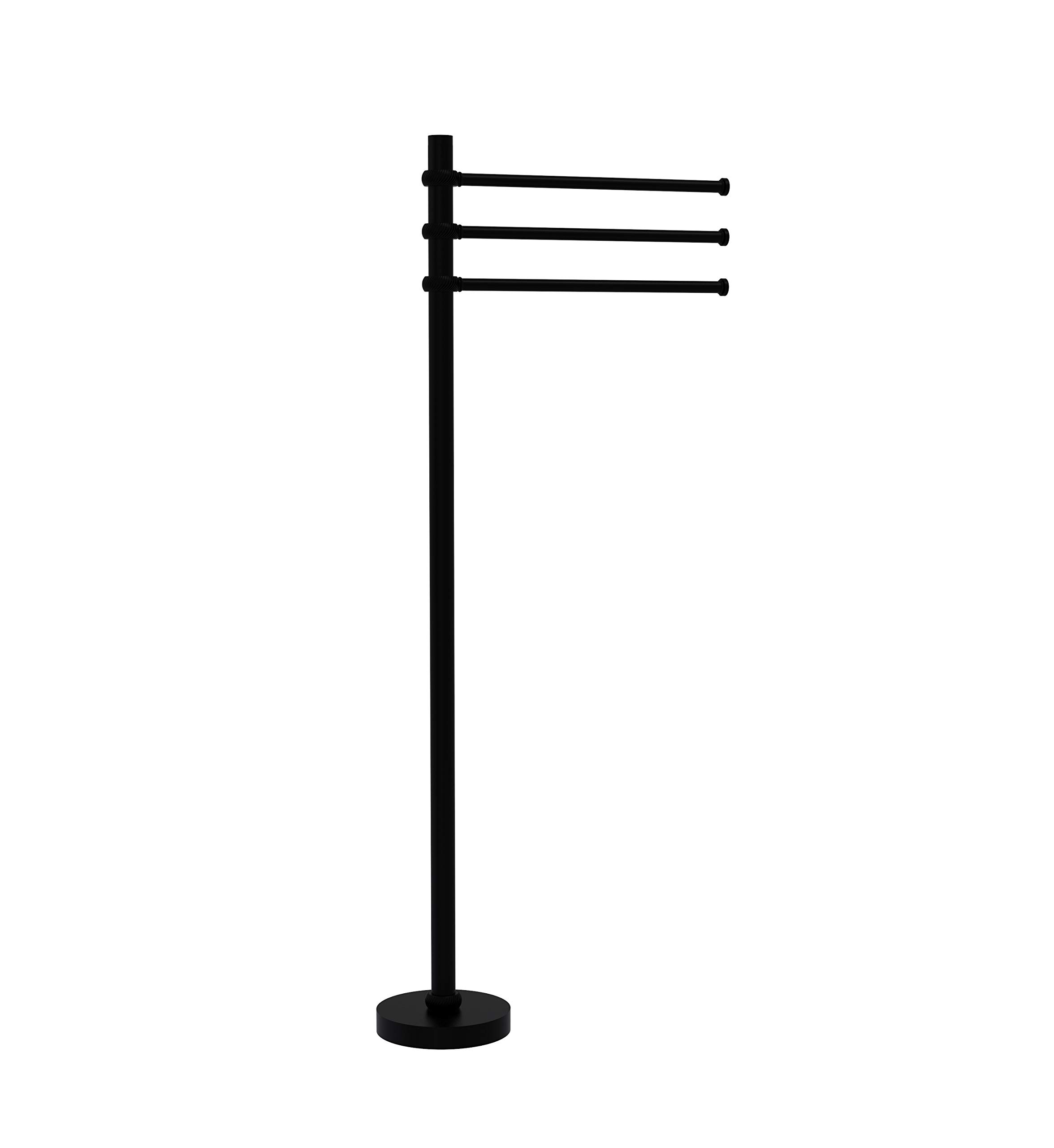 Allied Brass TS-45T-BKM 3-Pivoting 12-Inch Arms Bathroom Towel Stand, Matte Black - Perfect for Modern Bathrooms, Spas, and Guest Rooms